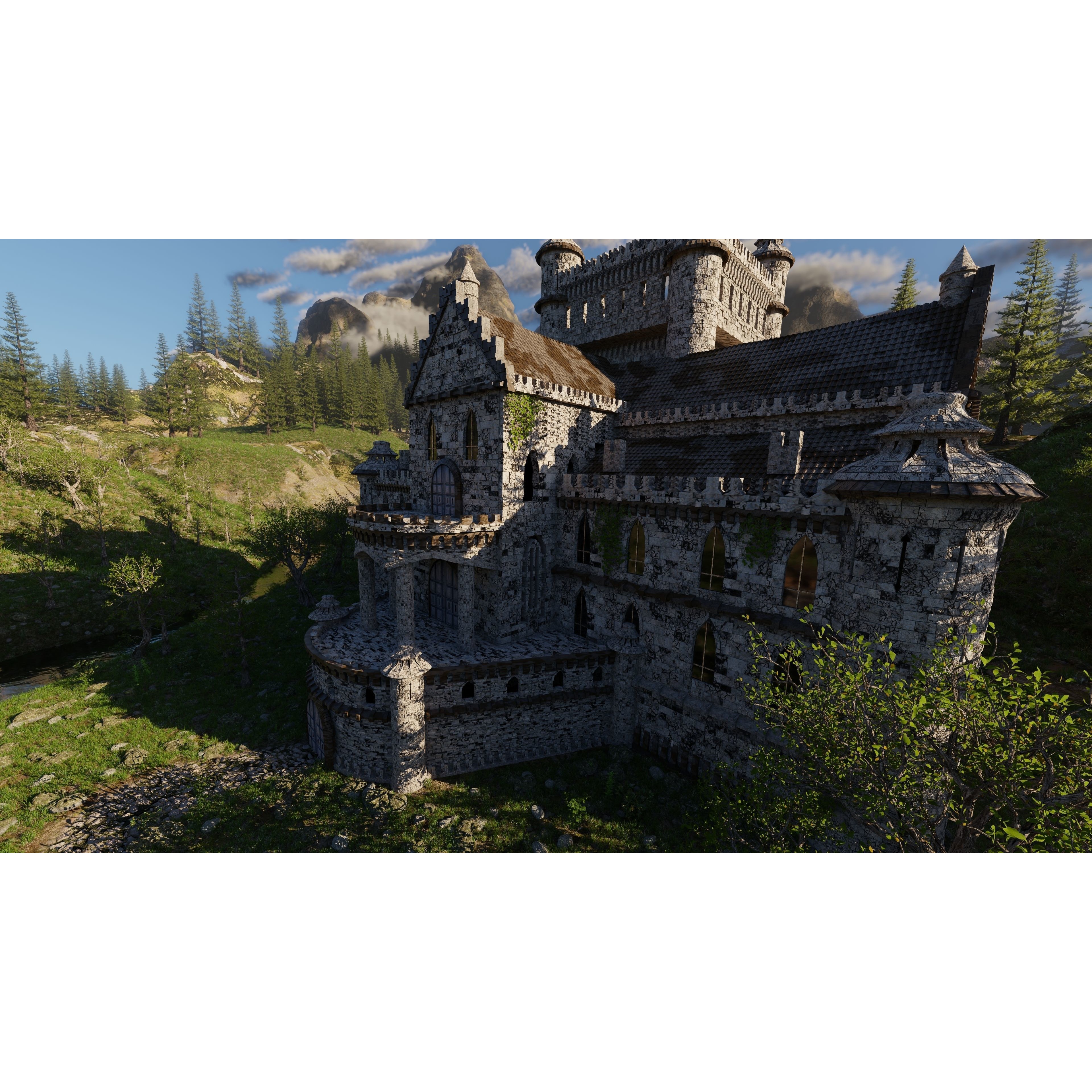 Mansion Scene 3D Model – High Poly Architectural Asset for Blender - View 12