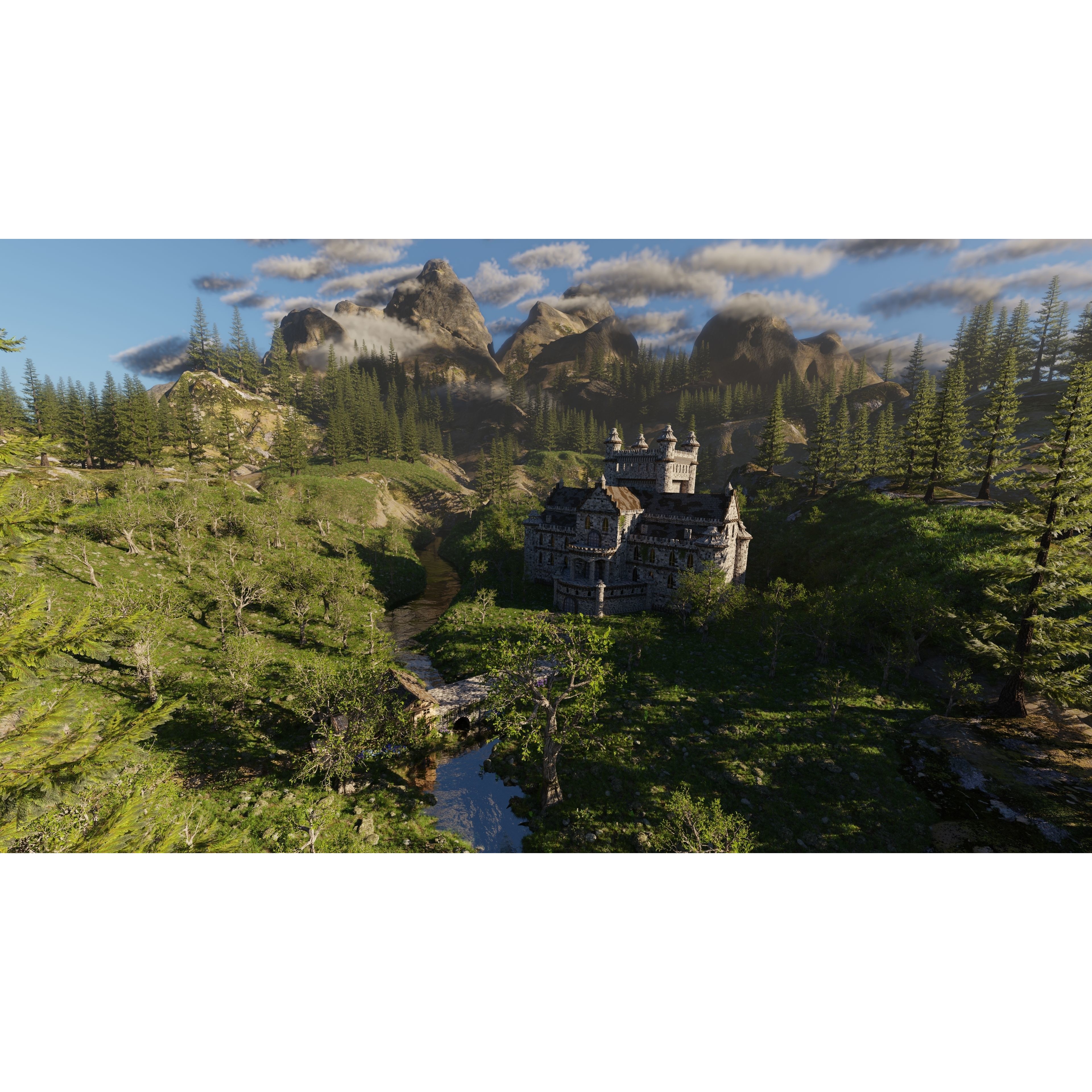 Mansion Scene 3D Model – High Poly Architectural Asset for Blender - View 14
