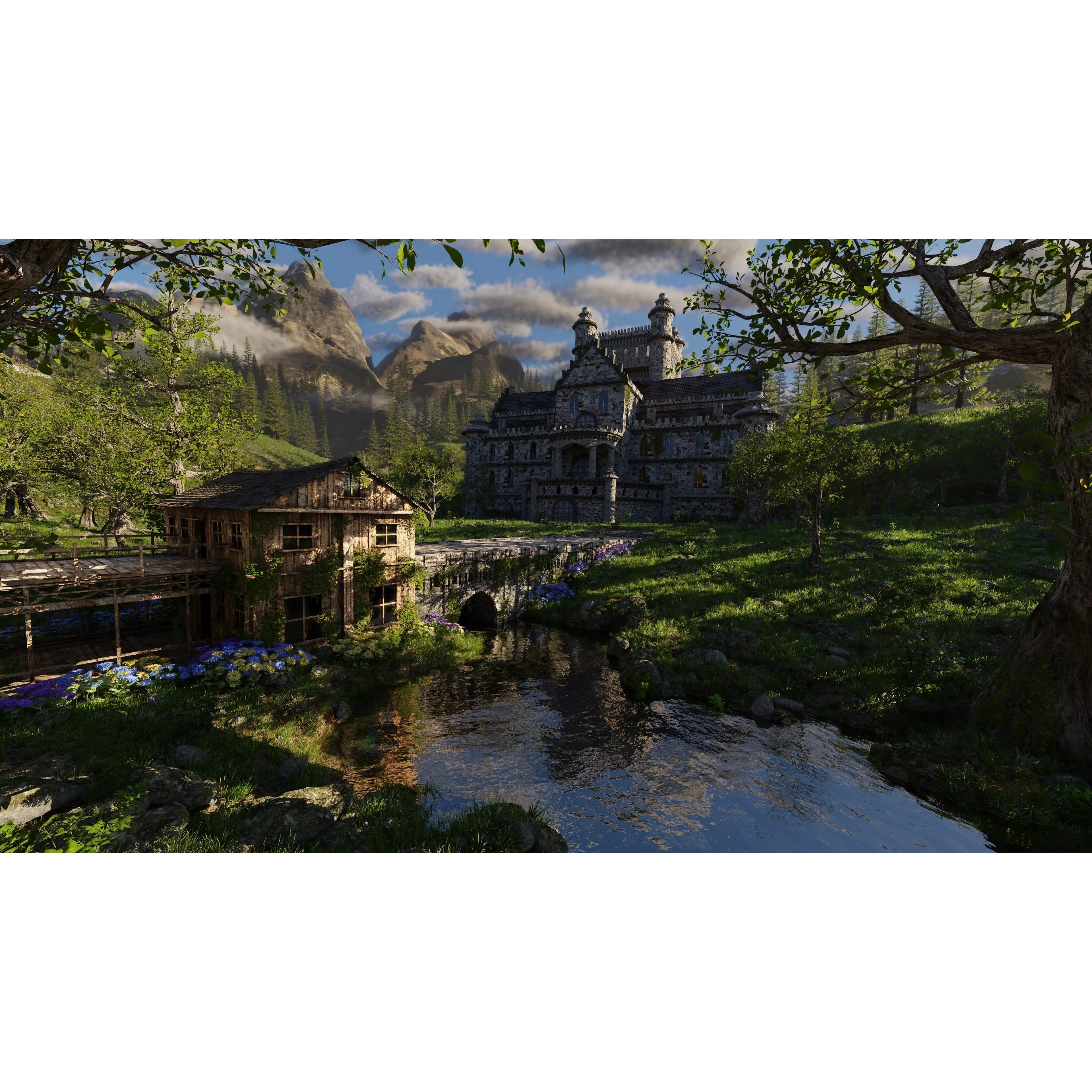 Mansion Scene 3D Model – High Poly Architectural Asset for Blender - View 2