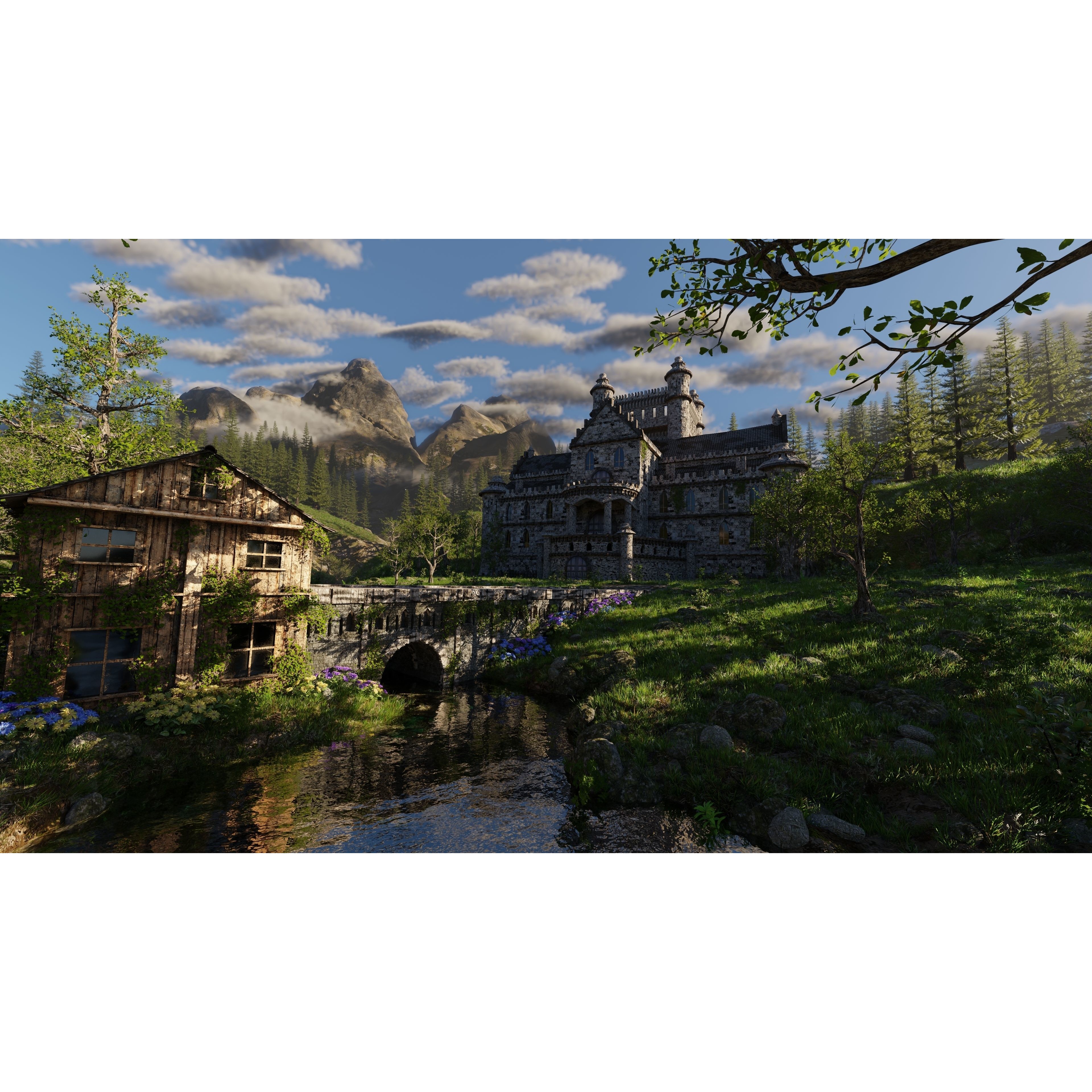 Mansion Scene 3D Model – High Poly Architectural Asset for Blender - View 3