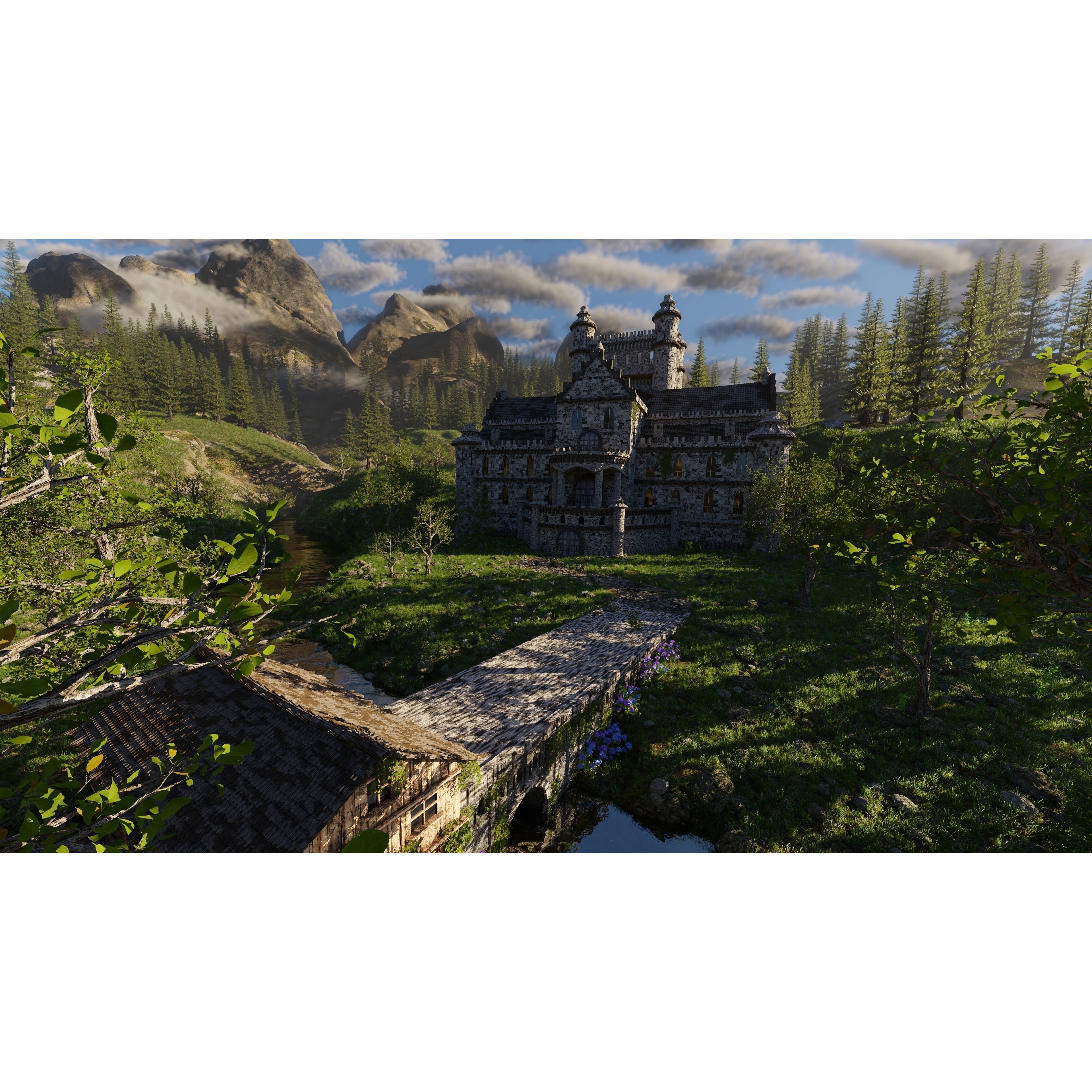Mansion Scene 3D Model – High Poly Architectural Asset for Blender - View 4