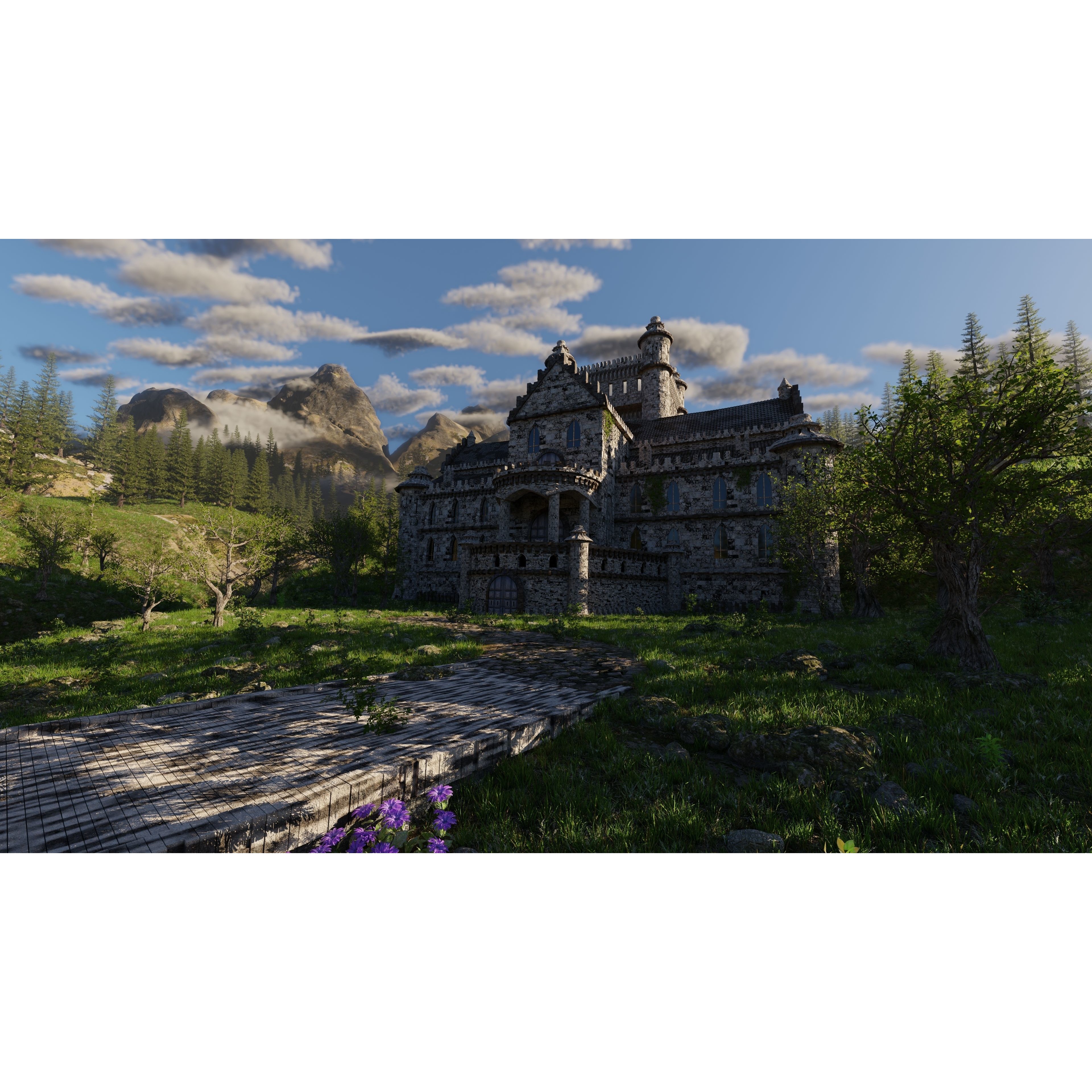 Mansion Scene 3D Model – High Poly Architectural Asset for Blender - View 5
