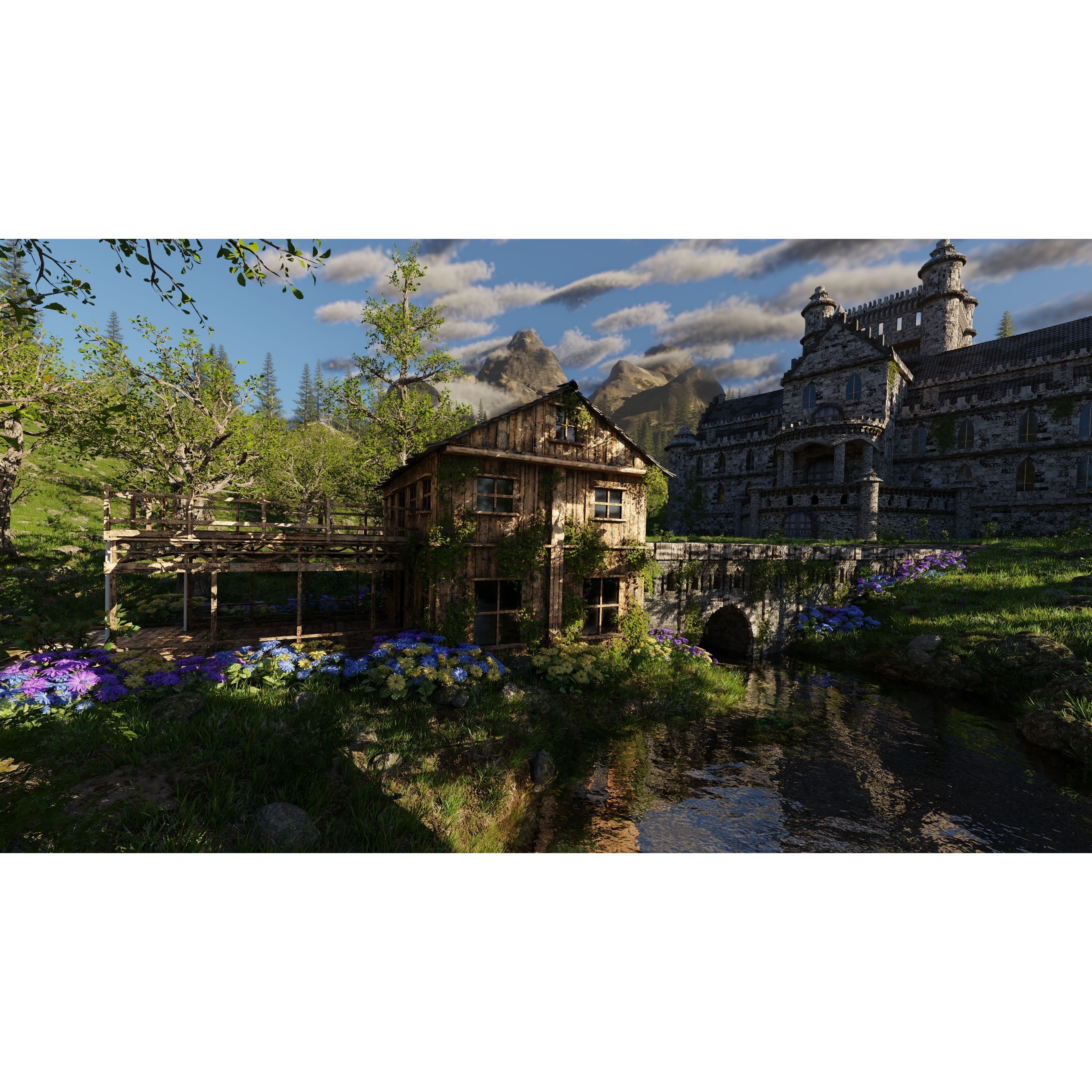 Mansion Scene 3D Model – High Poly Architectural Asset for Blender - View 6