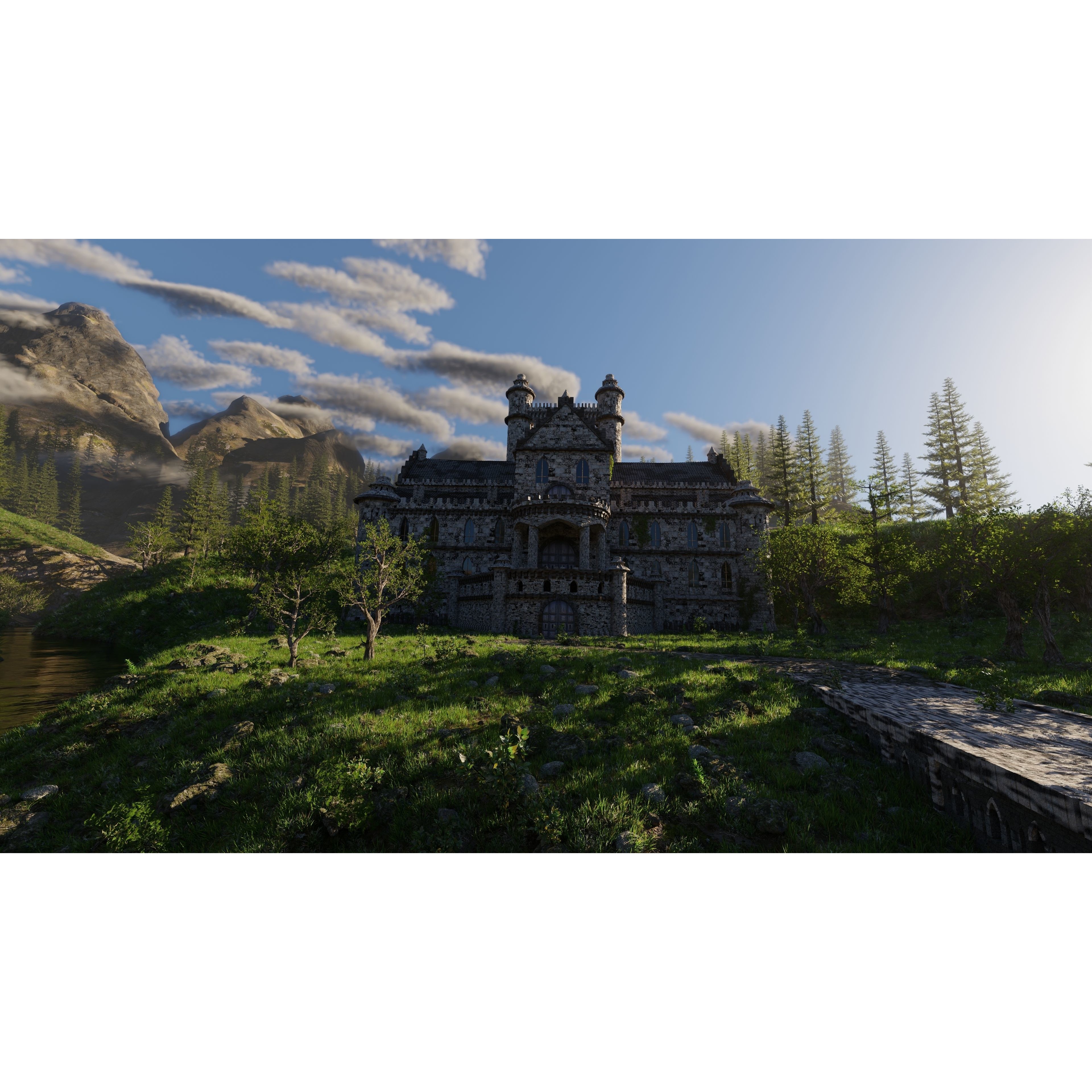 Mansion Scene 3D Model – High Poly Architectural Asset for Blender - View 7