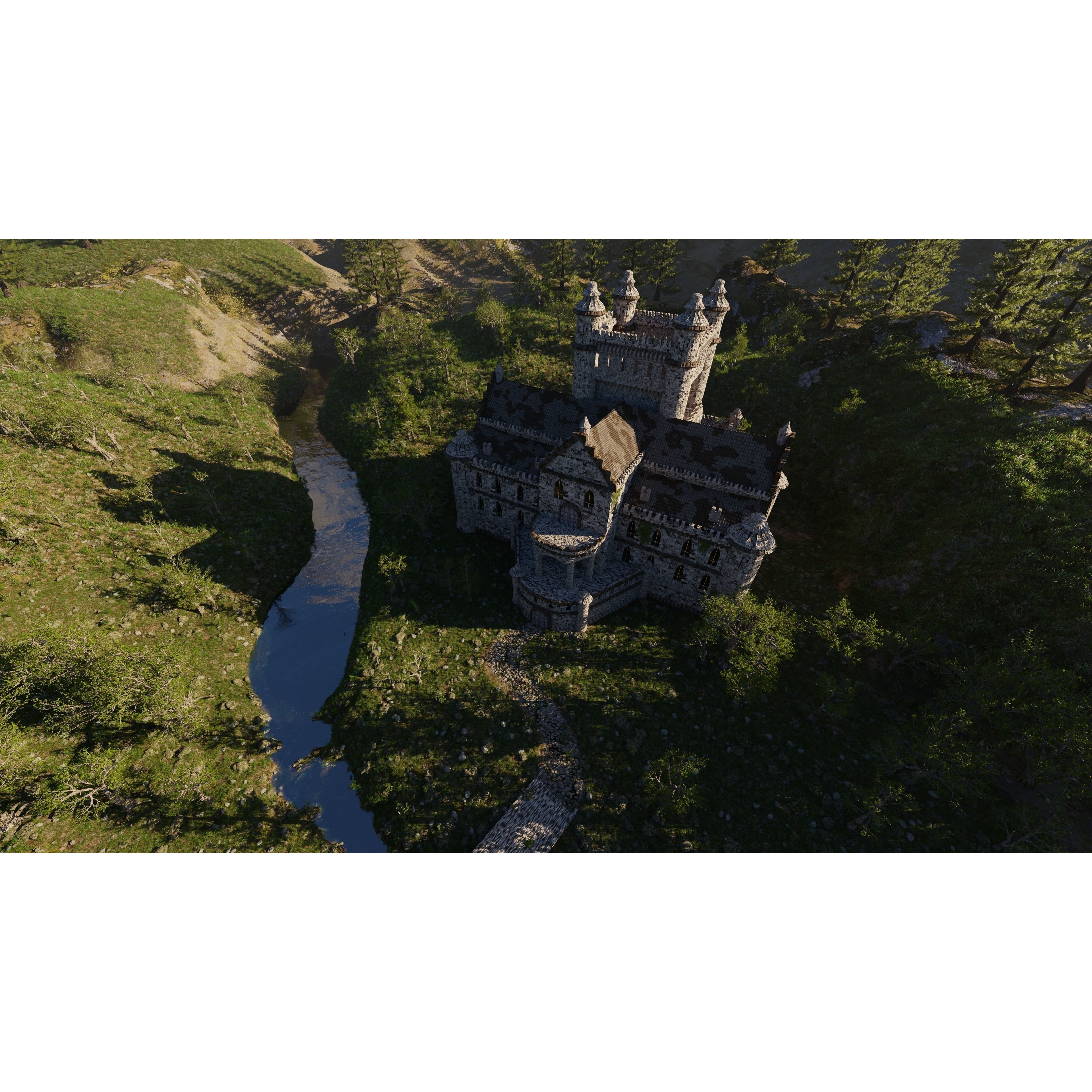 Mansion Scene 3D Model – High Poly Architectural Asset for Blender - View 9