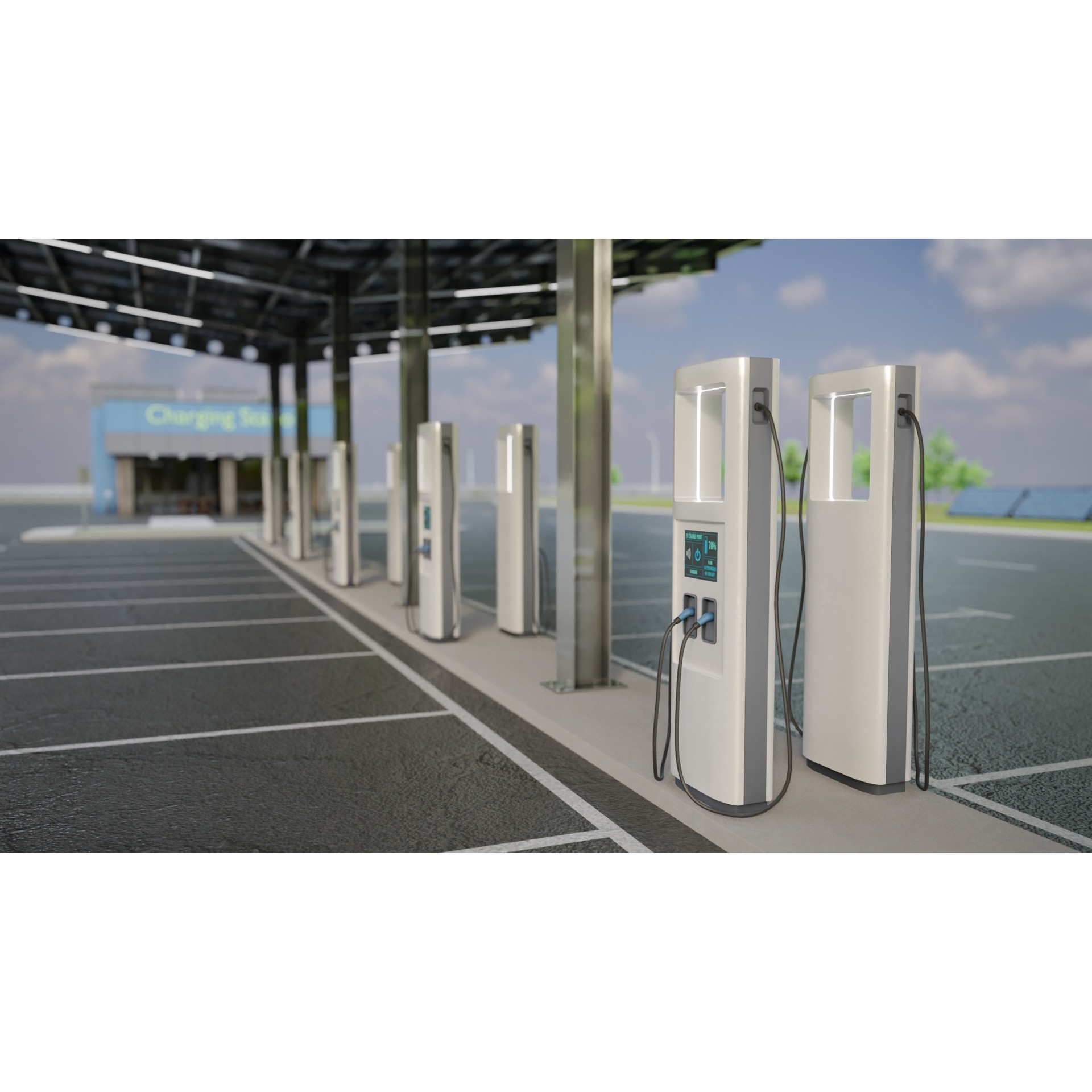 Electric Vehicle Charging Station 3D Model – Game-Ready PBR Asset, FBX, OBJ - View 10