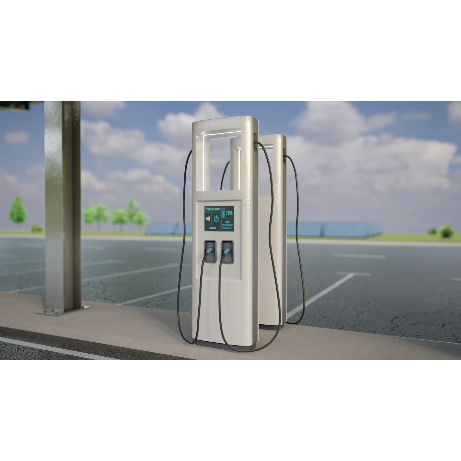 Electric Vehicle Charging Station 3D Model – Game-Ready PBR Asset, FBX, OBJ - View 11