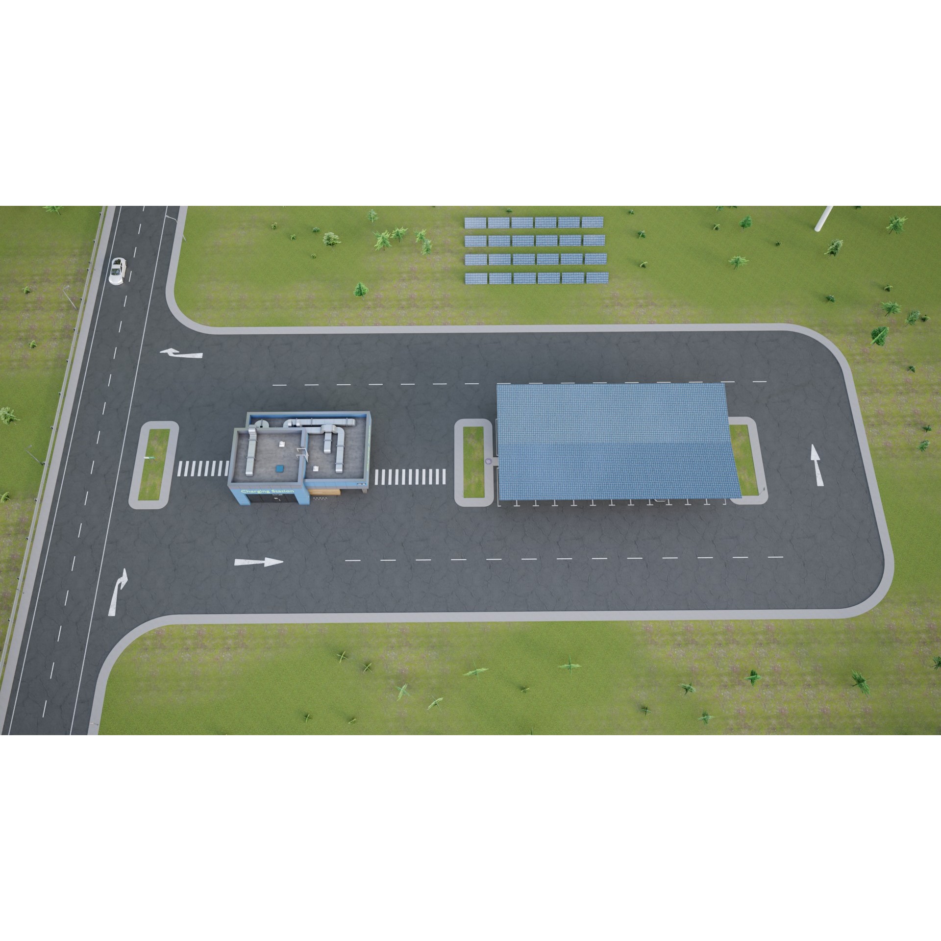 Electric Vehicle Charging Station 3D Model – Game-Ready PBR Asset, FBX, OBJ - View 15