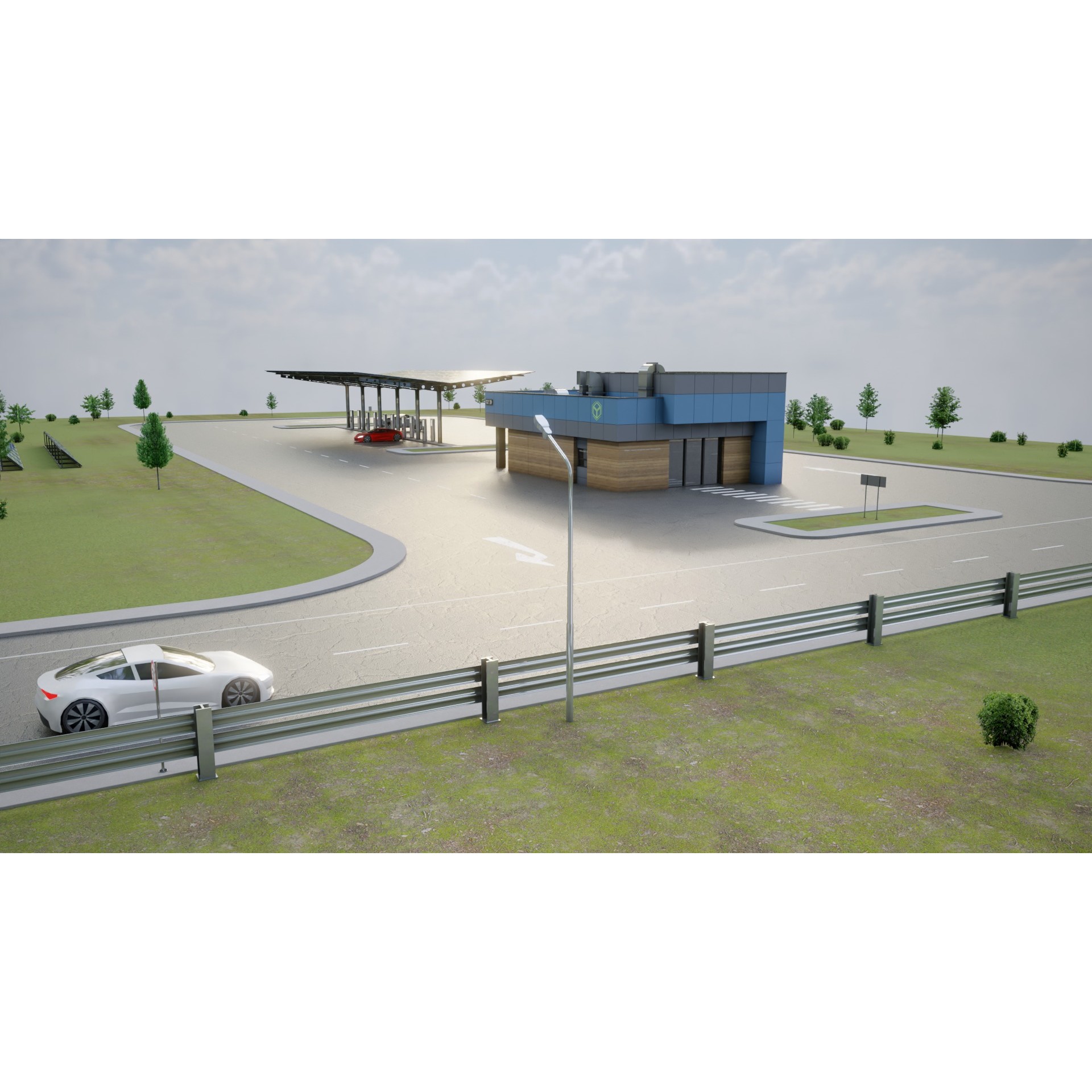 Electric Vehicle Charging Station 3D Model – Game-Ready PBR Asset, FBX, OBJ - View 16