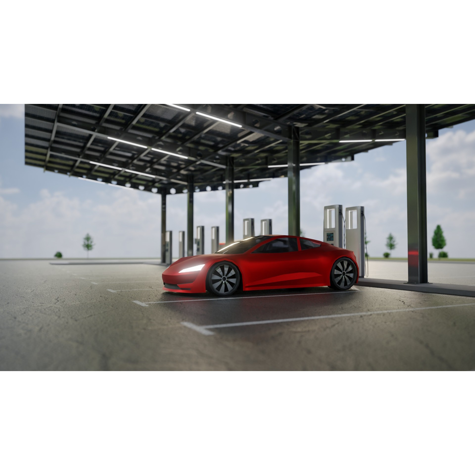 Electric Vehicle Charging Station 3D Model – Game-Ready PBR Asset, FBX, OBJ - View 19