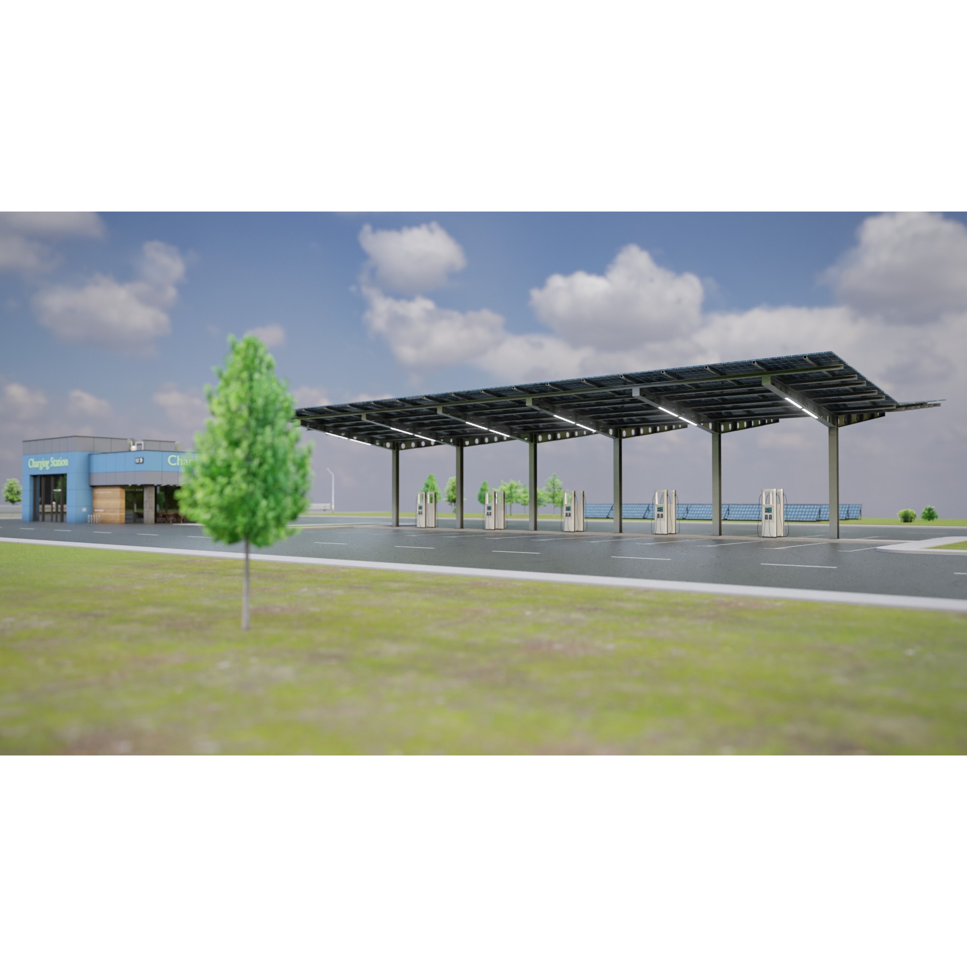 Electric Vehicle Charging Station 3D Model – Game-Ready PBR Asset, FBX, OBJ - View 21