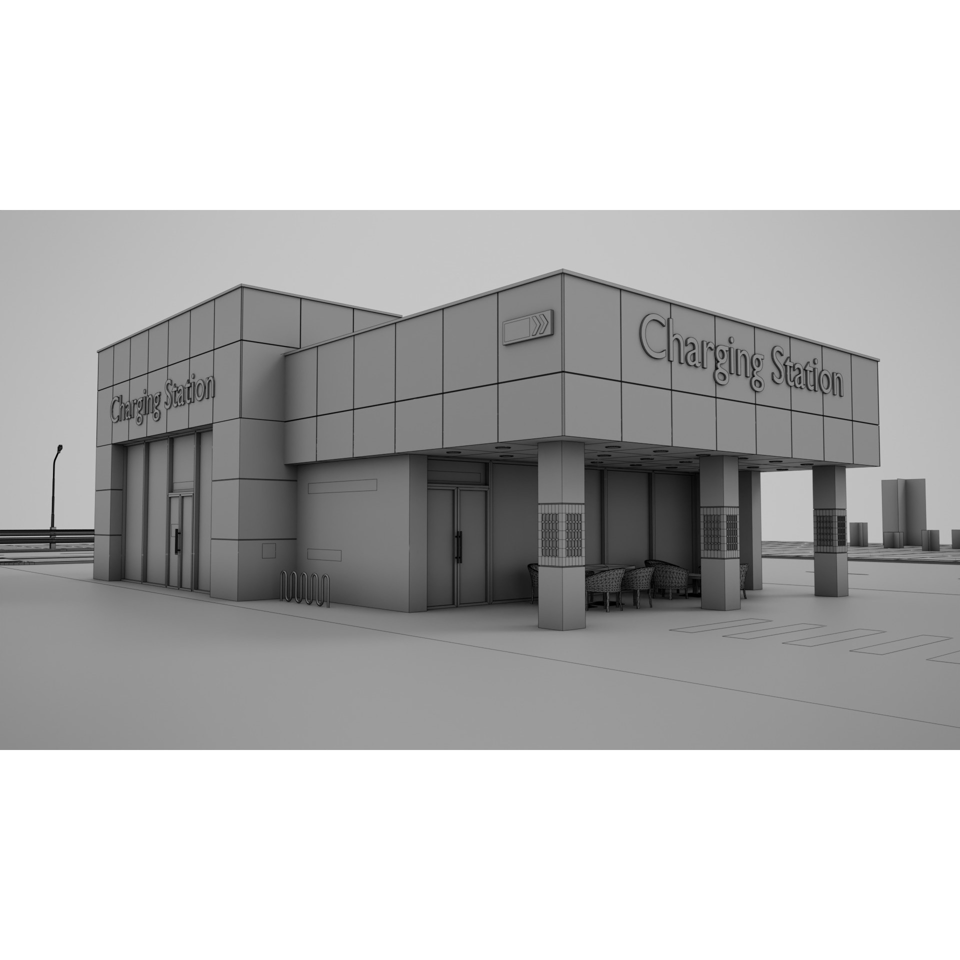 Electric Vehicle Charging Station 3D Model – Game-Ready PBR Asset, FBX, OBJ - View 22