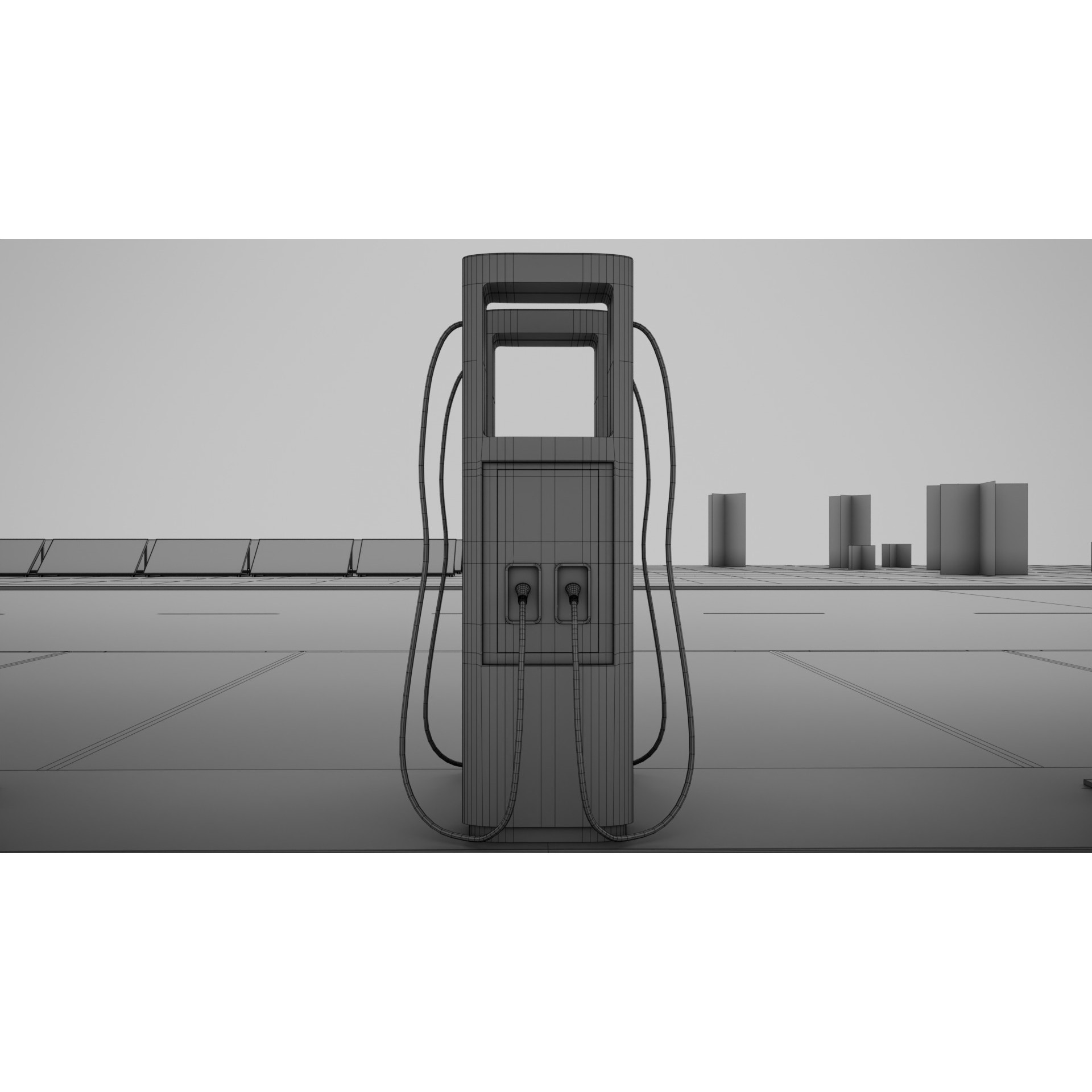 Electric Vehicle Charging Station 3D Model – Game-Ready PBR Asset, FBX, OBJ - View 24