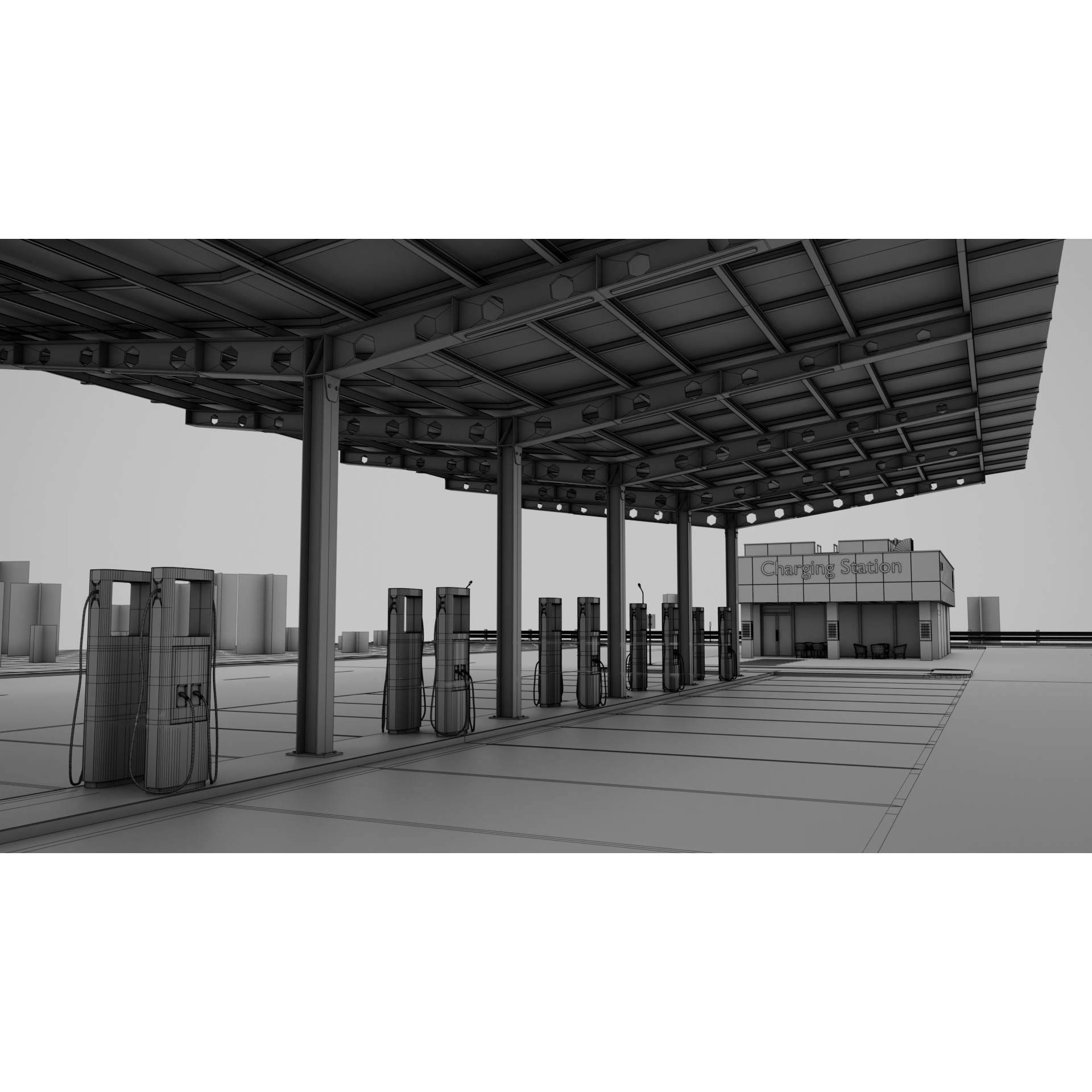 Electric Vehicle Charging Station 3D Model – Game-Ready PBR Asset, FBX, OBJ - View 25