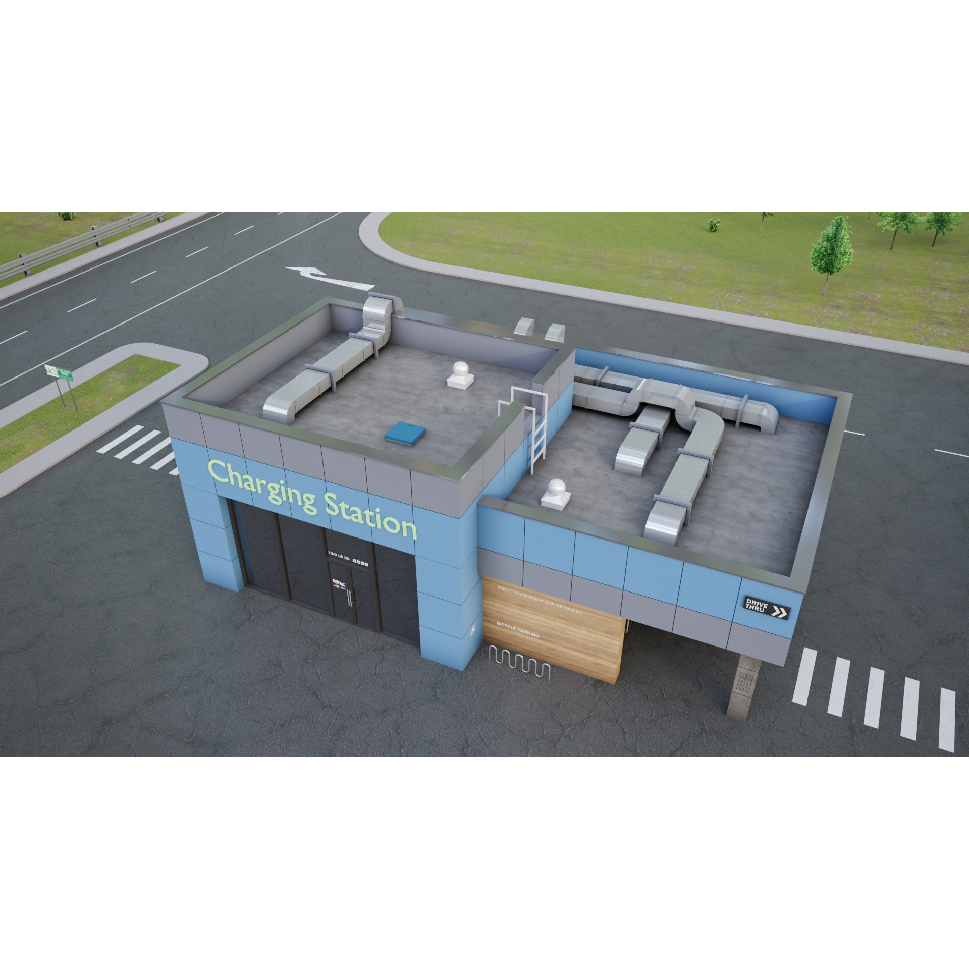 Electric Vehicle Charging Station 3D Model – Game-Ready PBR Asset, FBX, OBJ - View 8