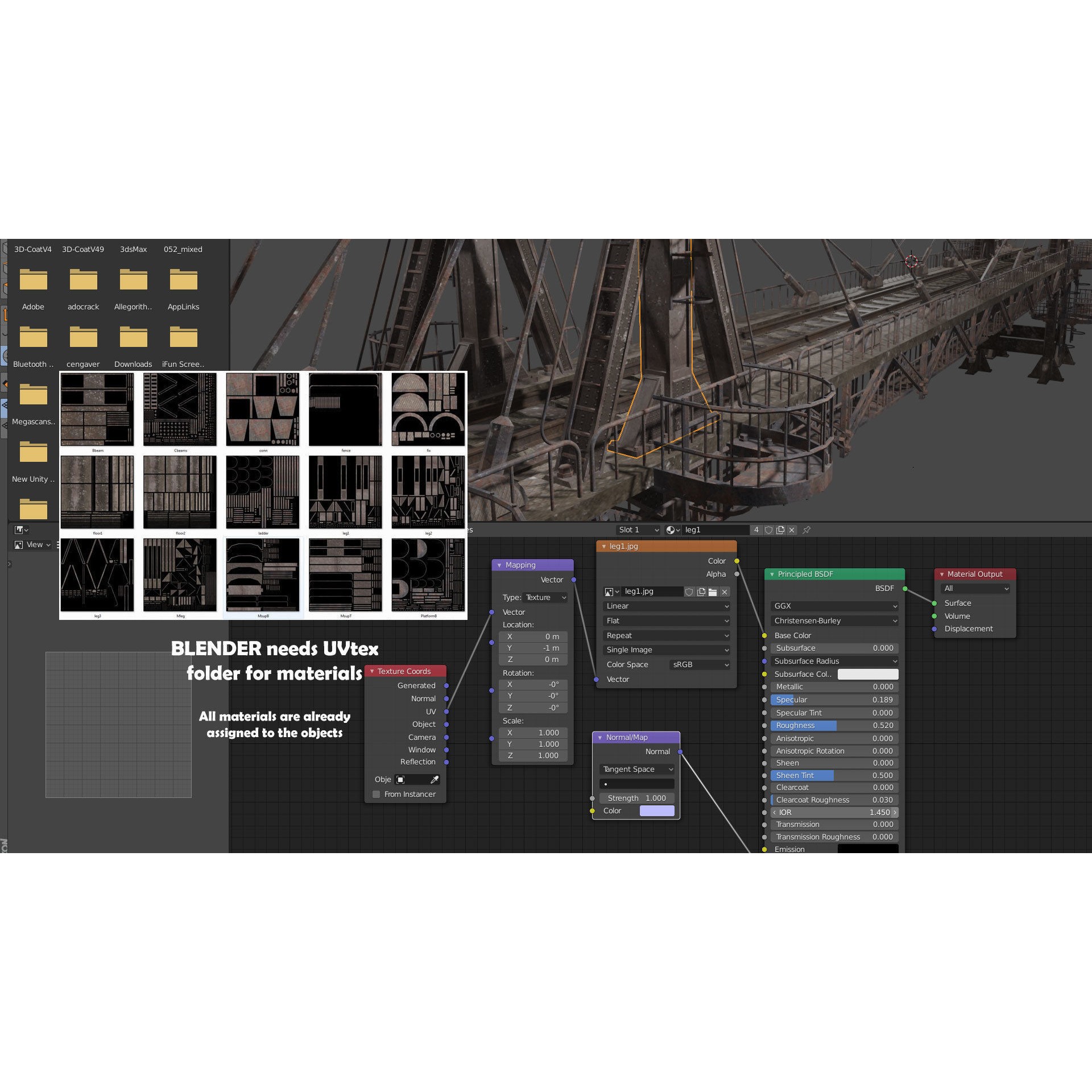 Railway Suspension Bridge 3D Model – Detailed Iron Structure, FBX, OBJ, Blender