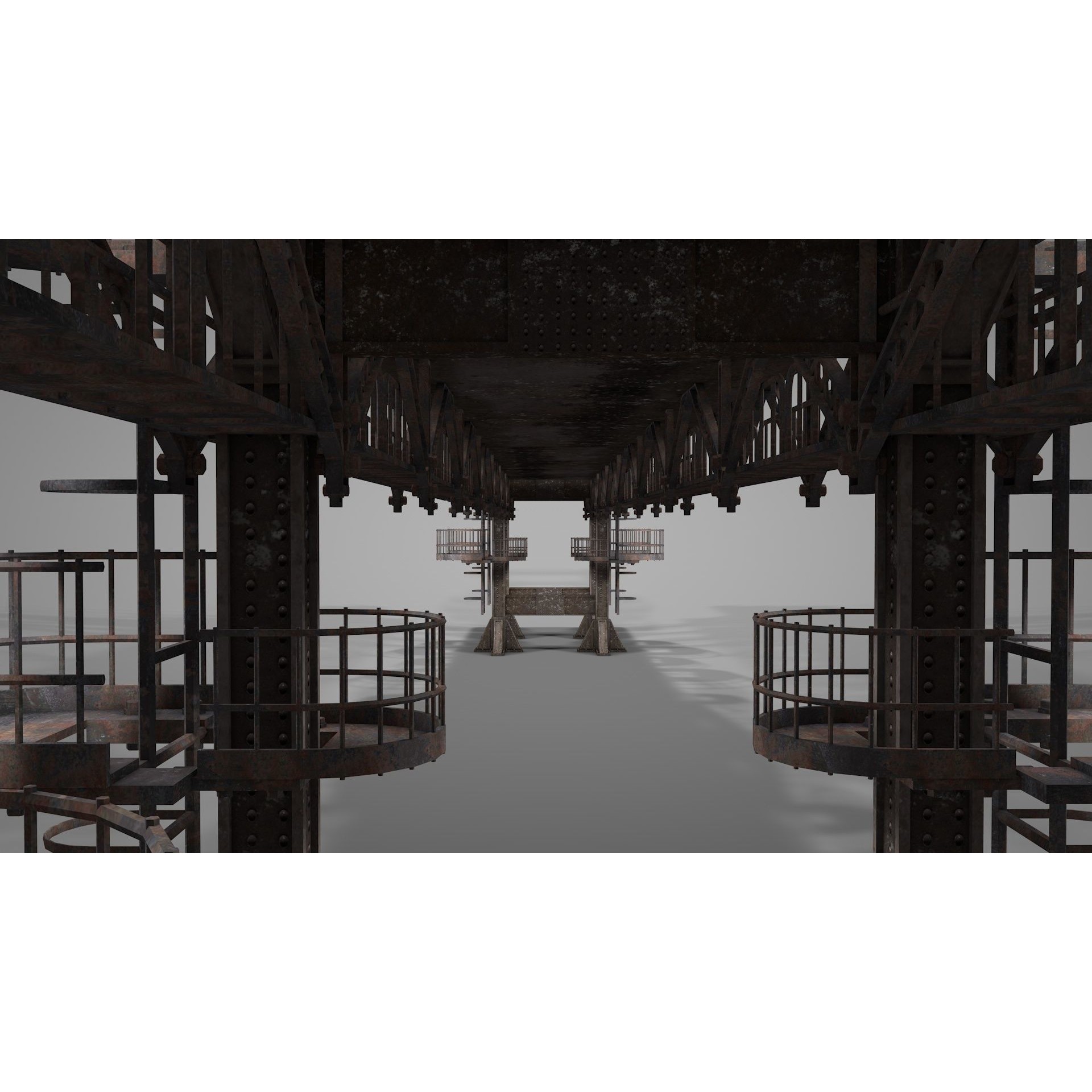 Railway Suspension Bridge 3D Model – Detailed Iron Structure, FBX, OBJ, Blender - View 11