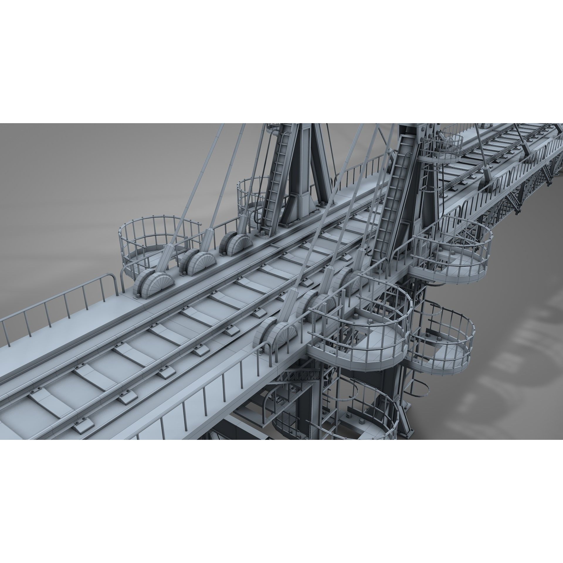 Railway Suspension Bridge 3D Model – Detailed Iron Structure, FBX, OBJ, Blender - View 13
