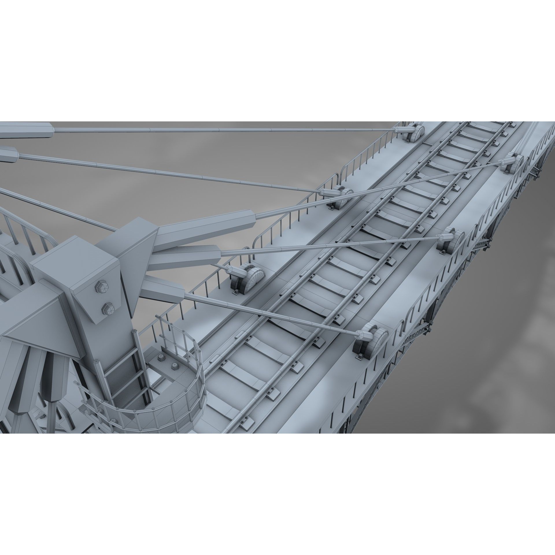 Railway Suspension Bridge 3D Model – Detailed Iron Structure, FBX, OBJ, Blender - View 14