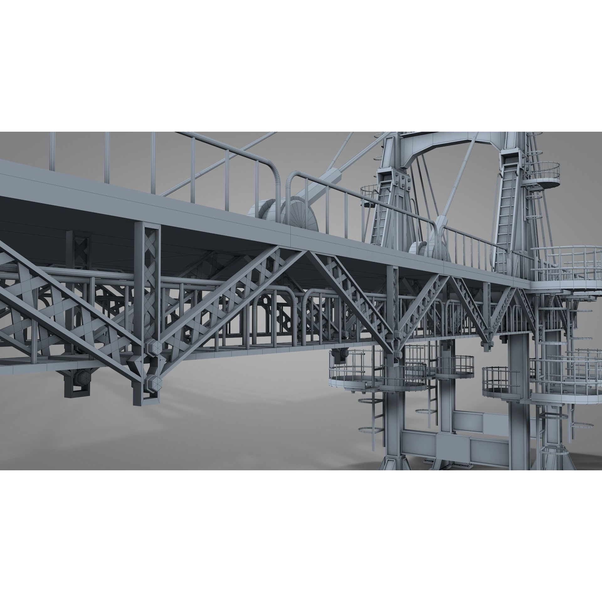 Railway Suspension Bridge 3D Model – Detailed Iron Structure, FBX, OBJ, Blender - View 15