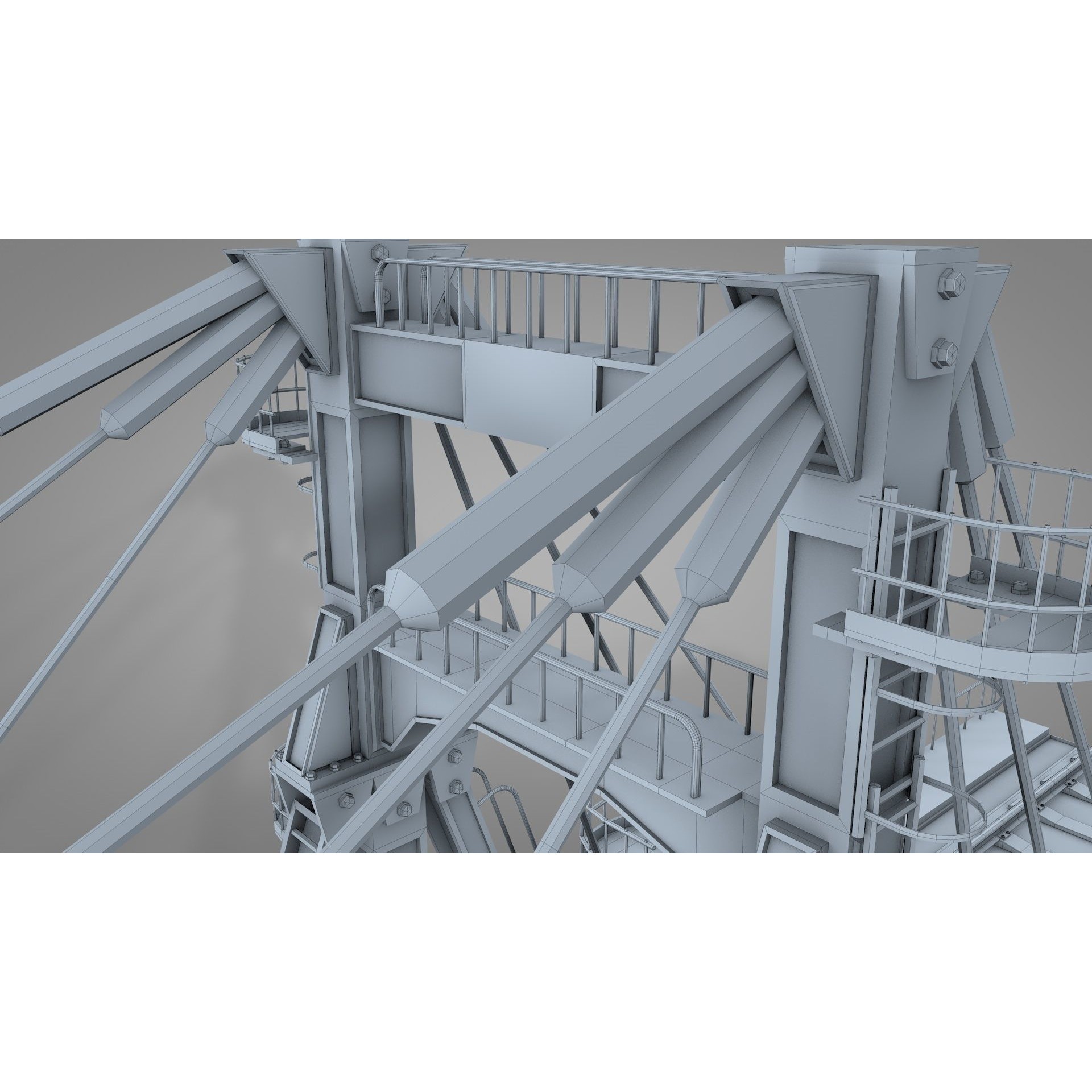 Railway Suspension Bridge 3D Model – Detailed Iron Structure, FBX, OBJ, Blender - View 16