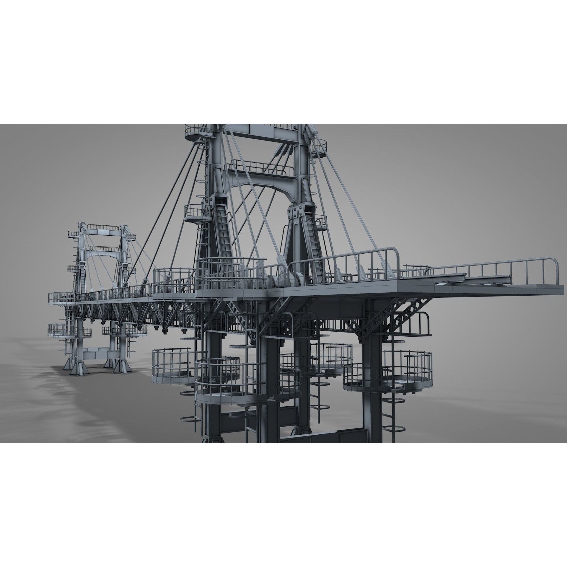 Railway Suspension Bridge 3D Model – Detailed Iron Structure, FBX, OBJ, Blender - View 17