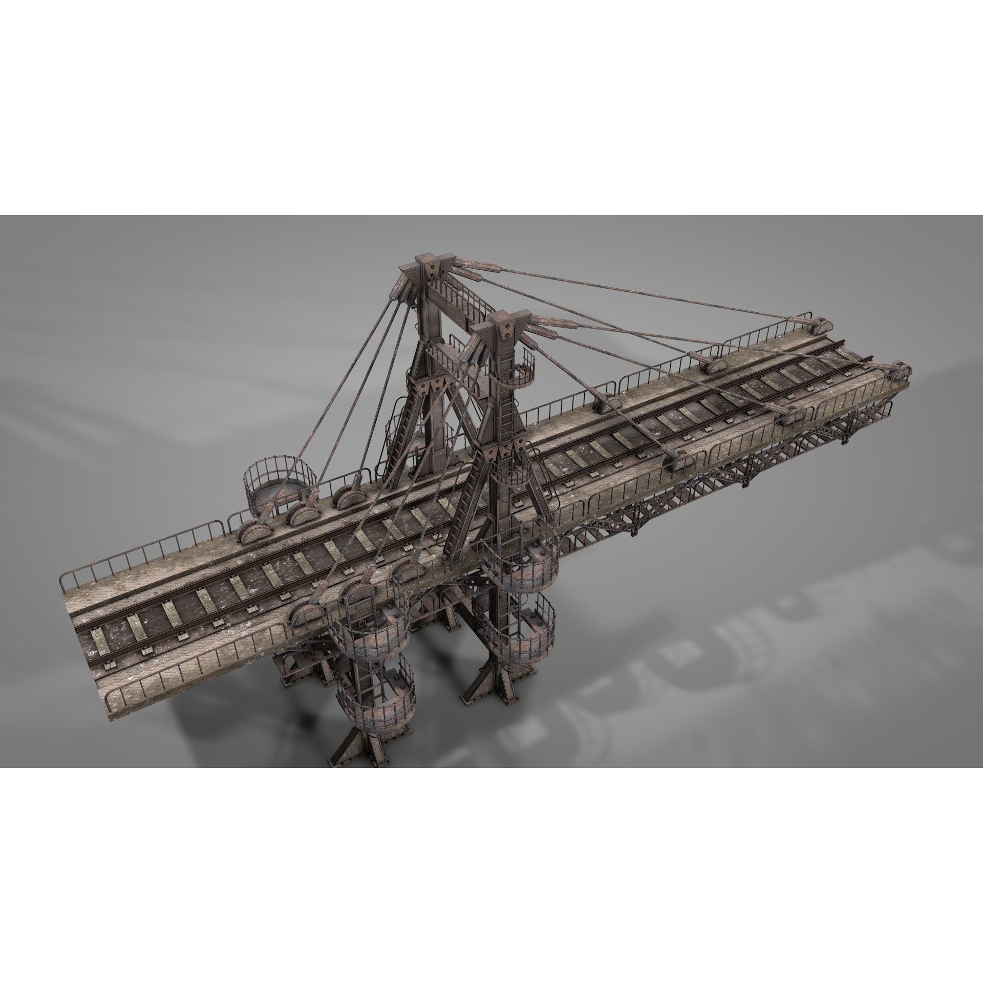 Railway Suspension Bridge 3D Model – Detailed Iron Structure, FBX, OBJ, Blender - View 18