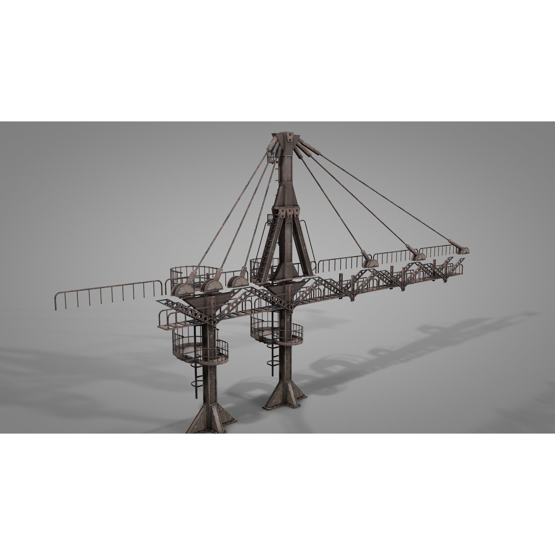 Railway Suspension Bridge 3D Model – Detailed Iron Structure, FBX, OBJ, Blender - View 20