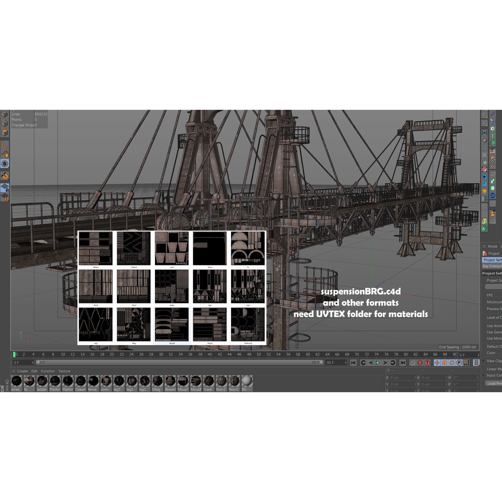 Railway Suspension Bridge 3D Model – Detailed Iron Structure, FBX, OBJ, Blender - View 26