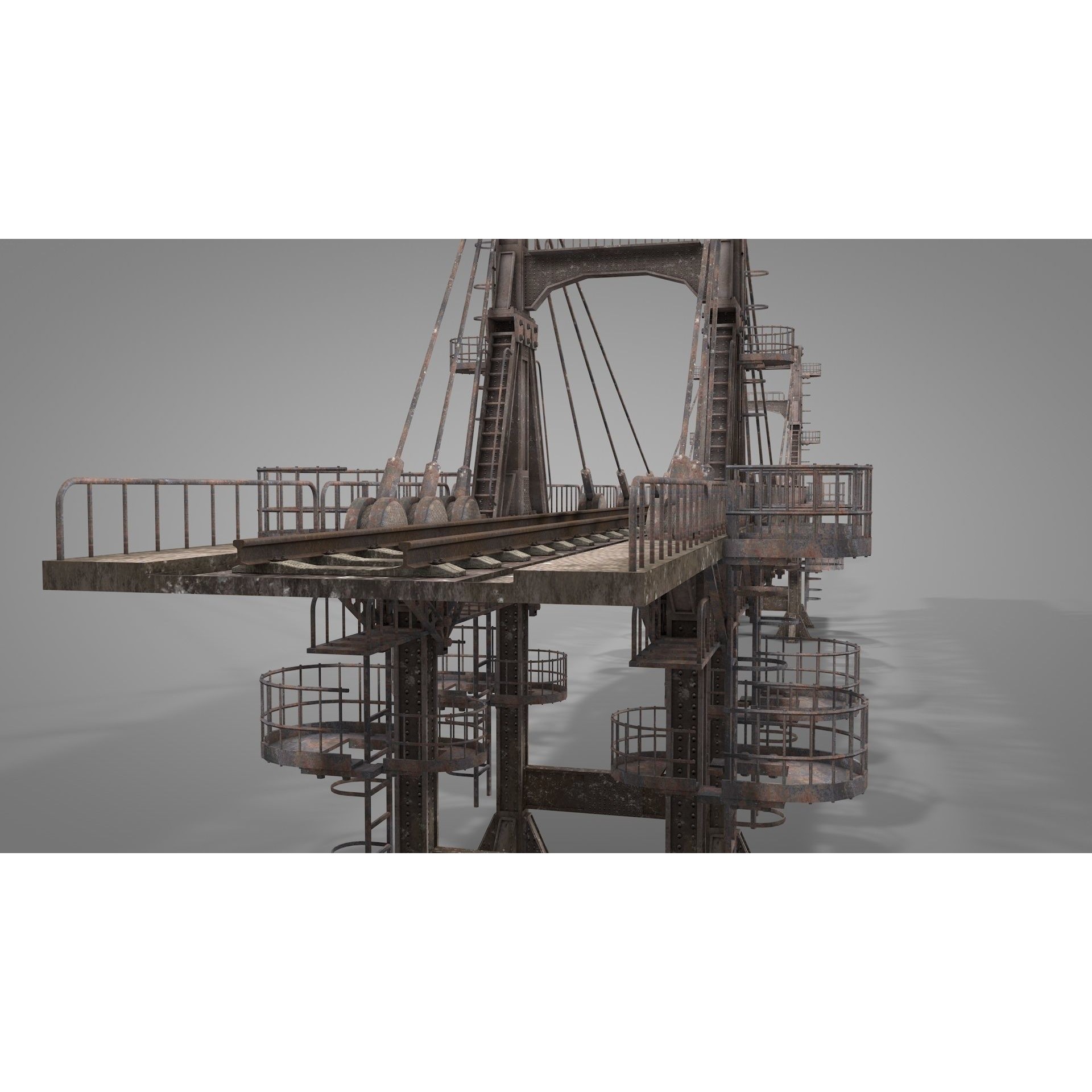 Railway Suspension Bridge 3D Model – Detailed Iron Structure, FBX, OBJ, Blender - View 4