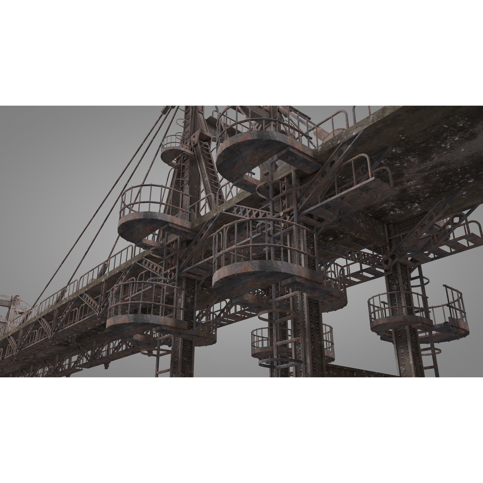 Railway Suspension Bridge 3D Model – Detailed Iron Structure, FBX, OBJ, Blender - View 6