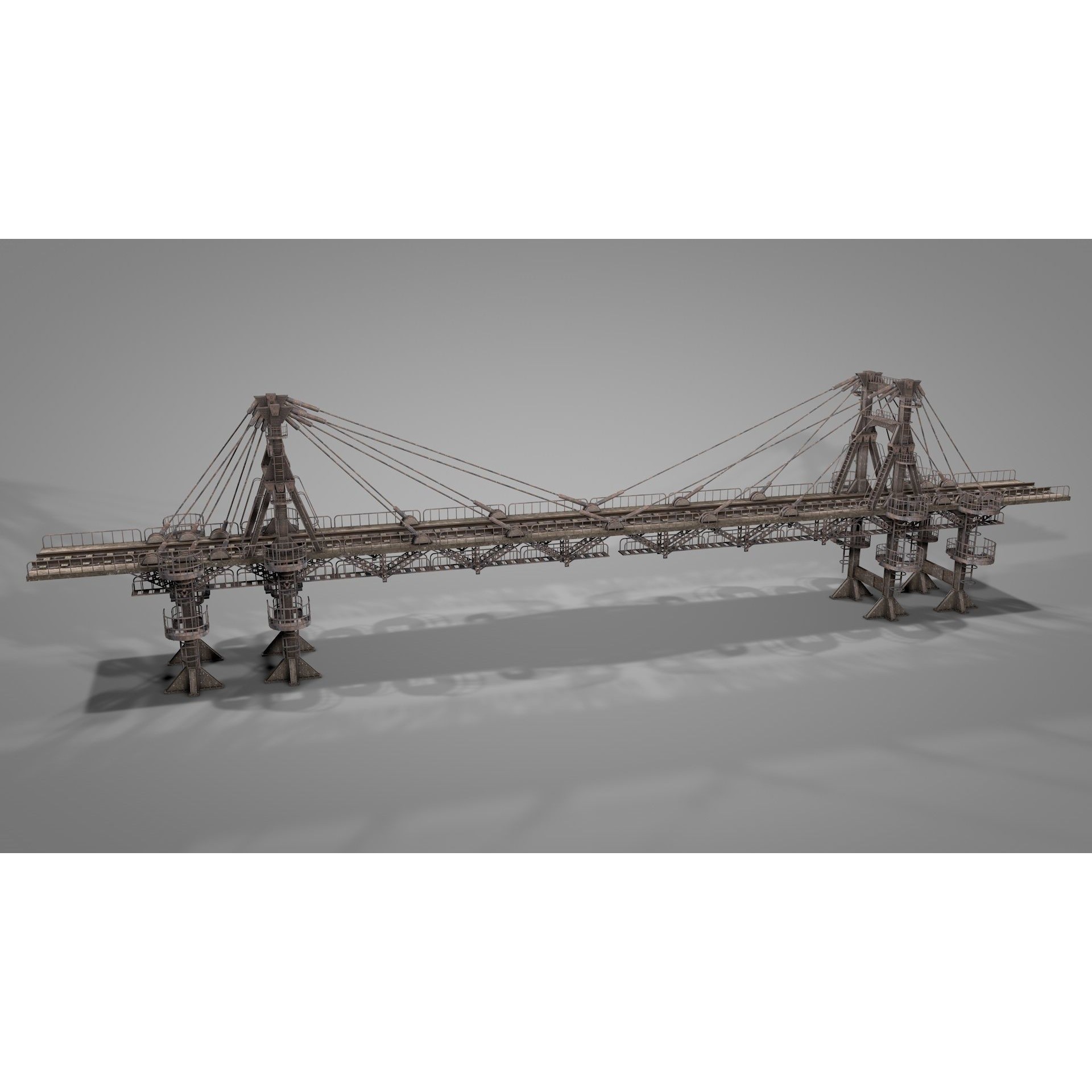 Railway Suspension Bridge 3D Model – Detailed Iron Structure, FBX, OBJ, Blender - View 9