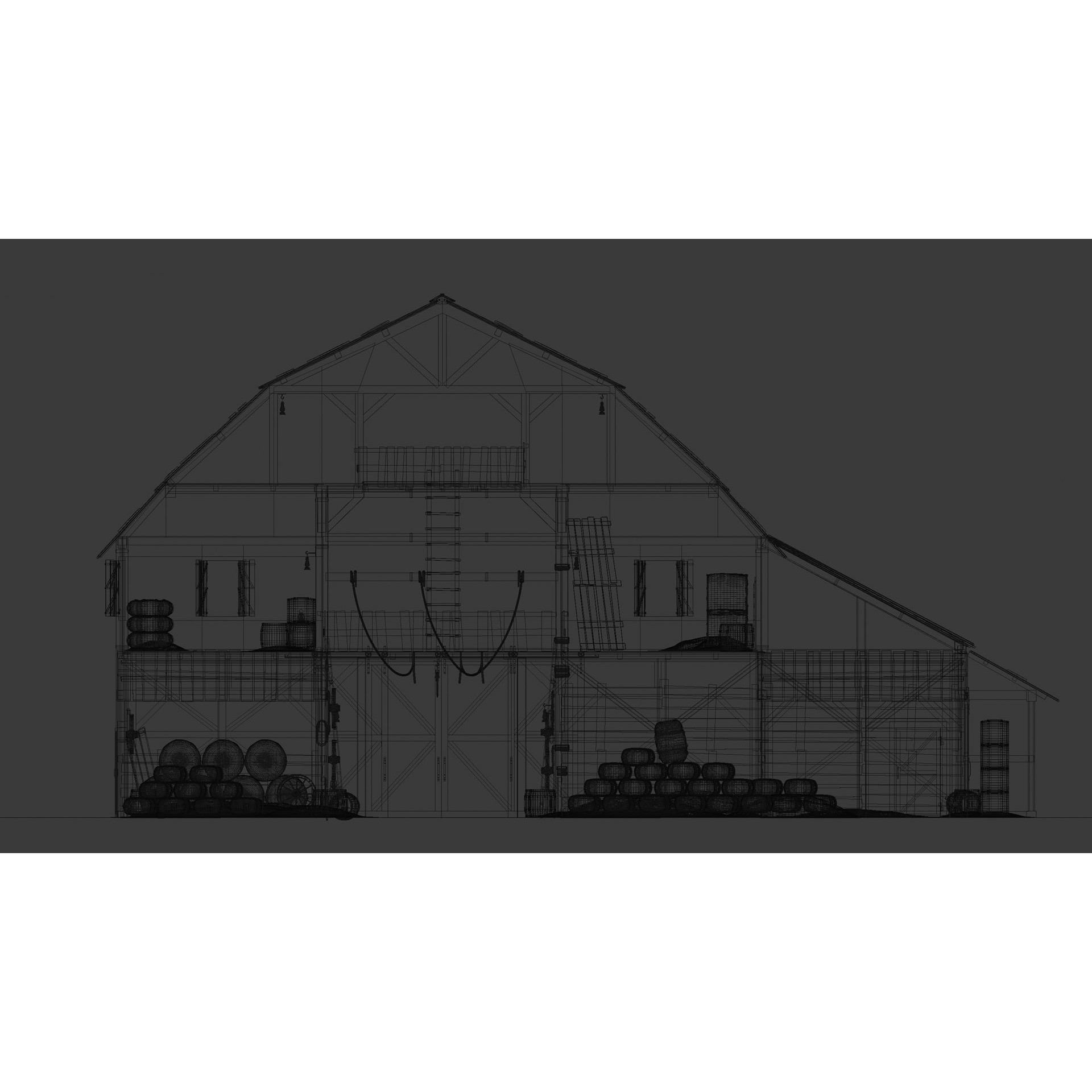 Old West Barn 3D Model – Low Poly PBR Asset, FBX, OBJ, Blender