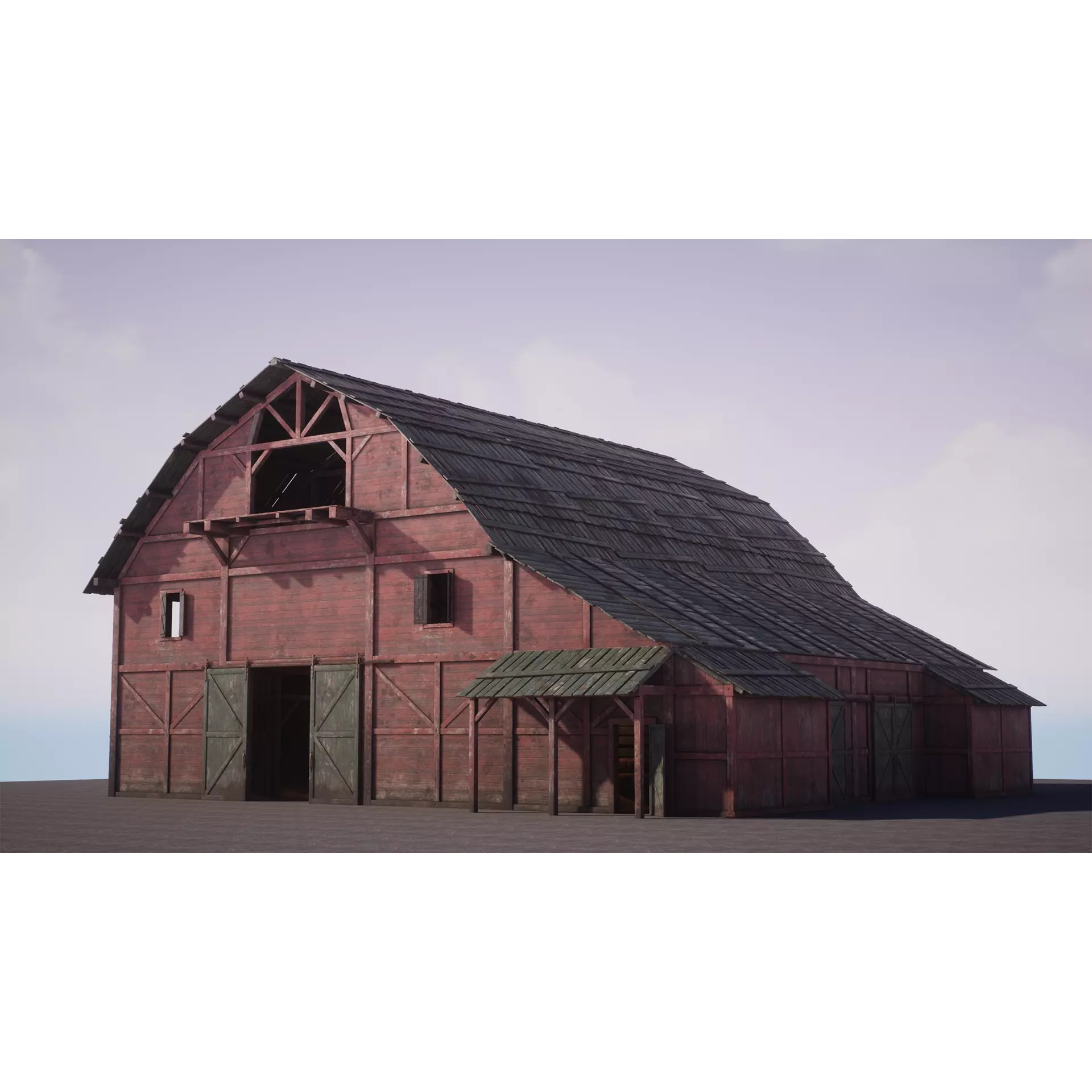 Old West Barn 3D Model – Low Poly PBR Asset, FBX, OBJ, Blender - View 2