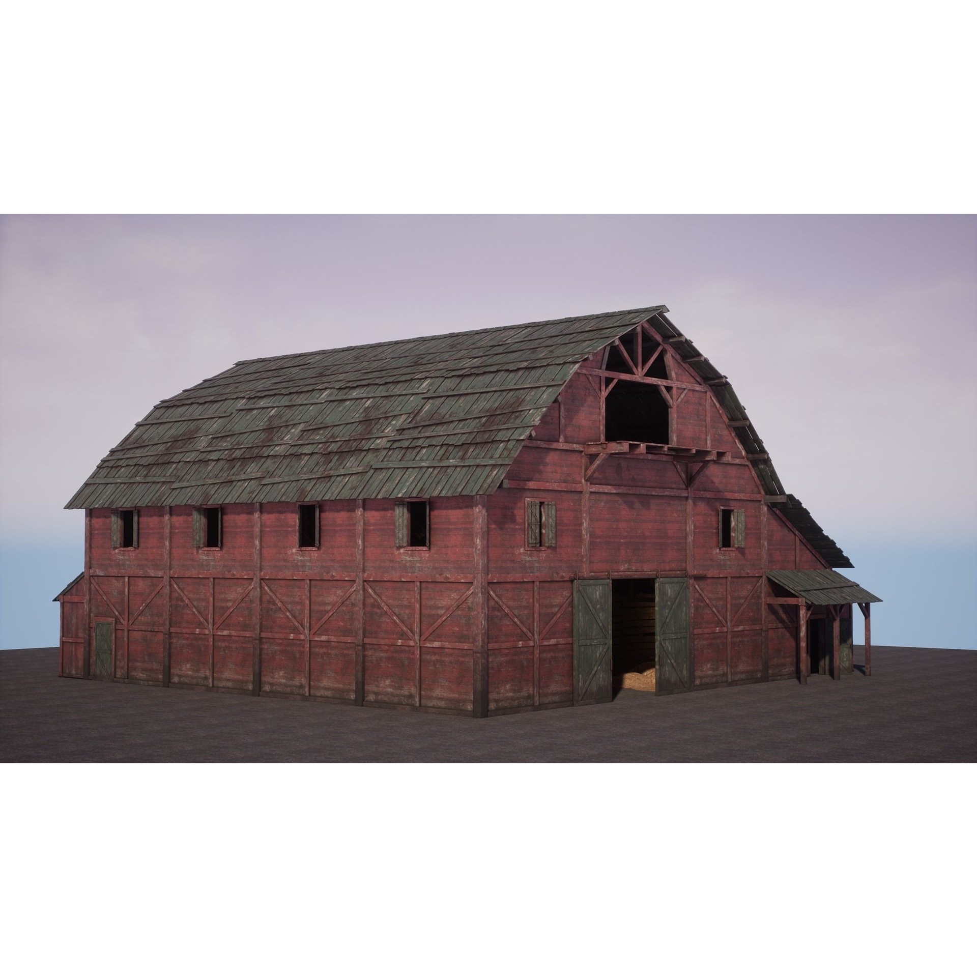 Old West Barn 3D Model – Low Poly PBR Asset, FBX, OBJ, Blender - View 3