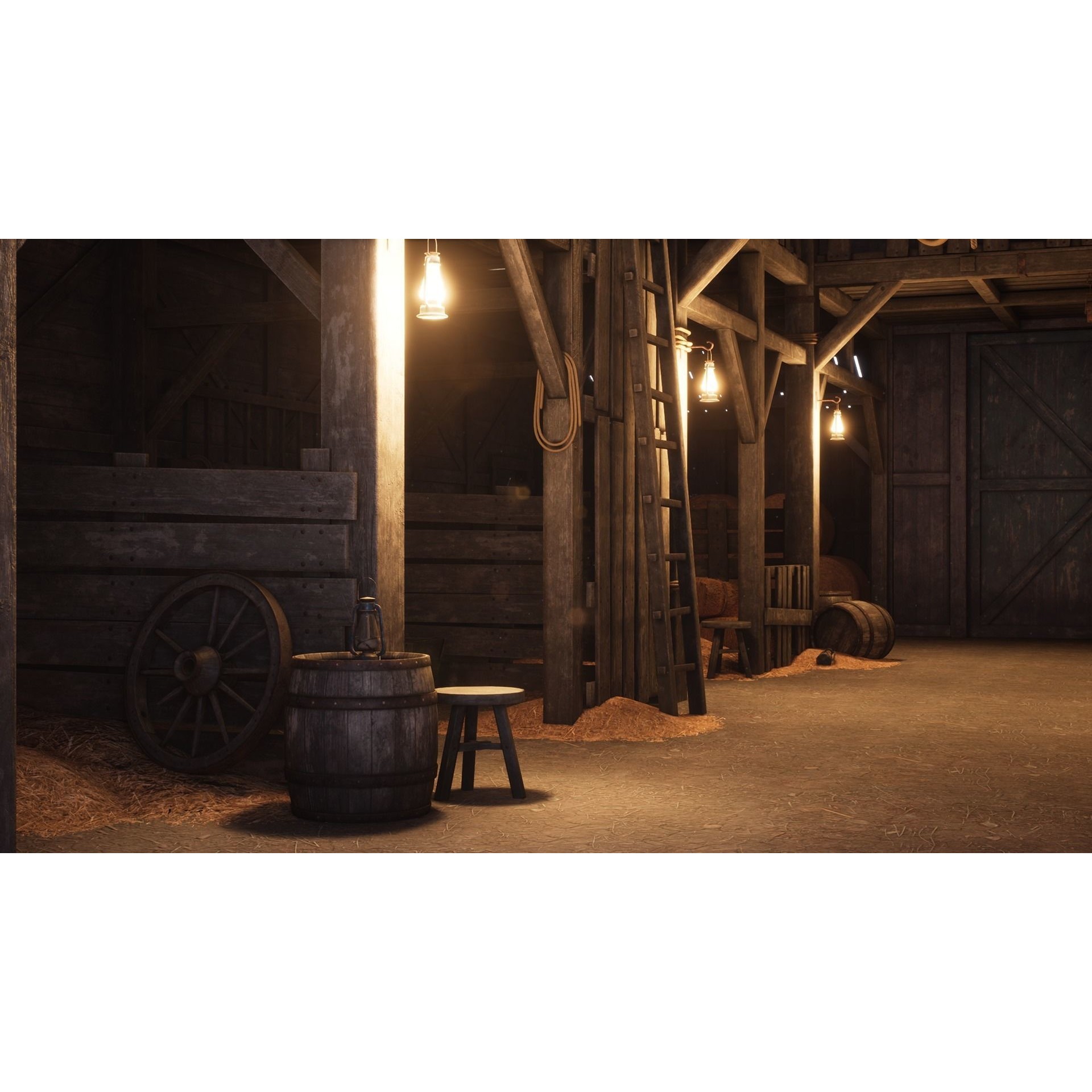 Old West Barn 3D Model – Low Poly PBR Asset, FBX, OBJ, Blender - View 8