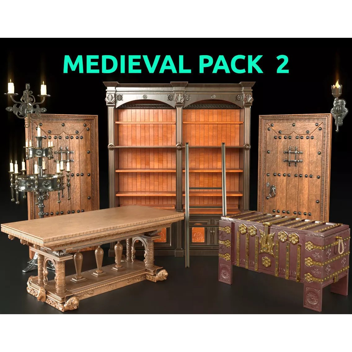 Medieval Pack 3D Model – PBR Textured Game Asset, FBX, OBJ, Blender - View 2