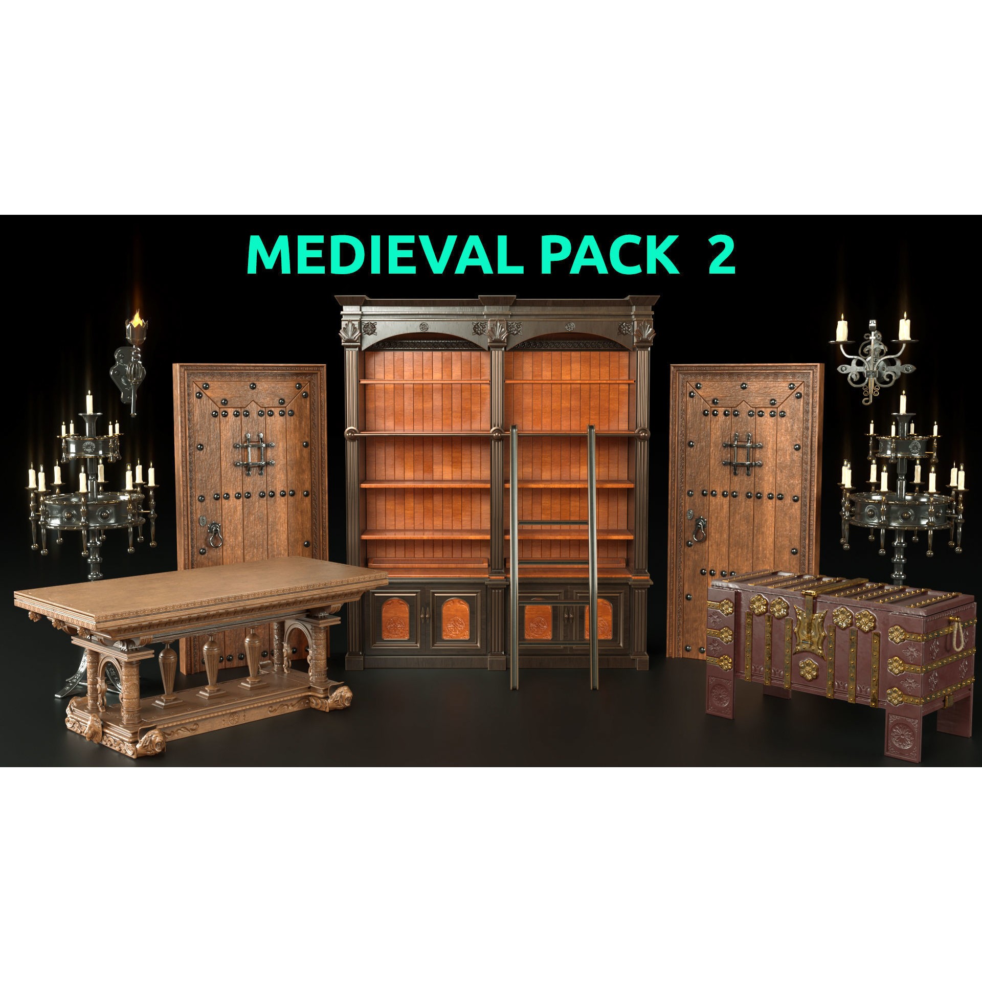 Medieval Pack 3D Model – PBR Textured Game Asset, FBX, OBJ, Blender - View 3