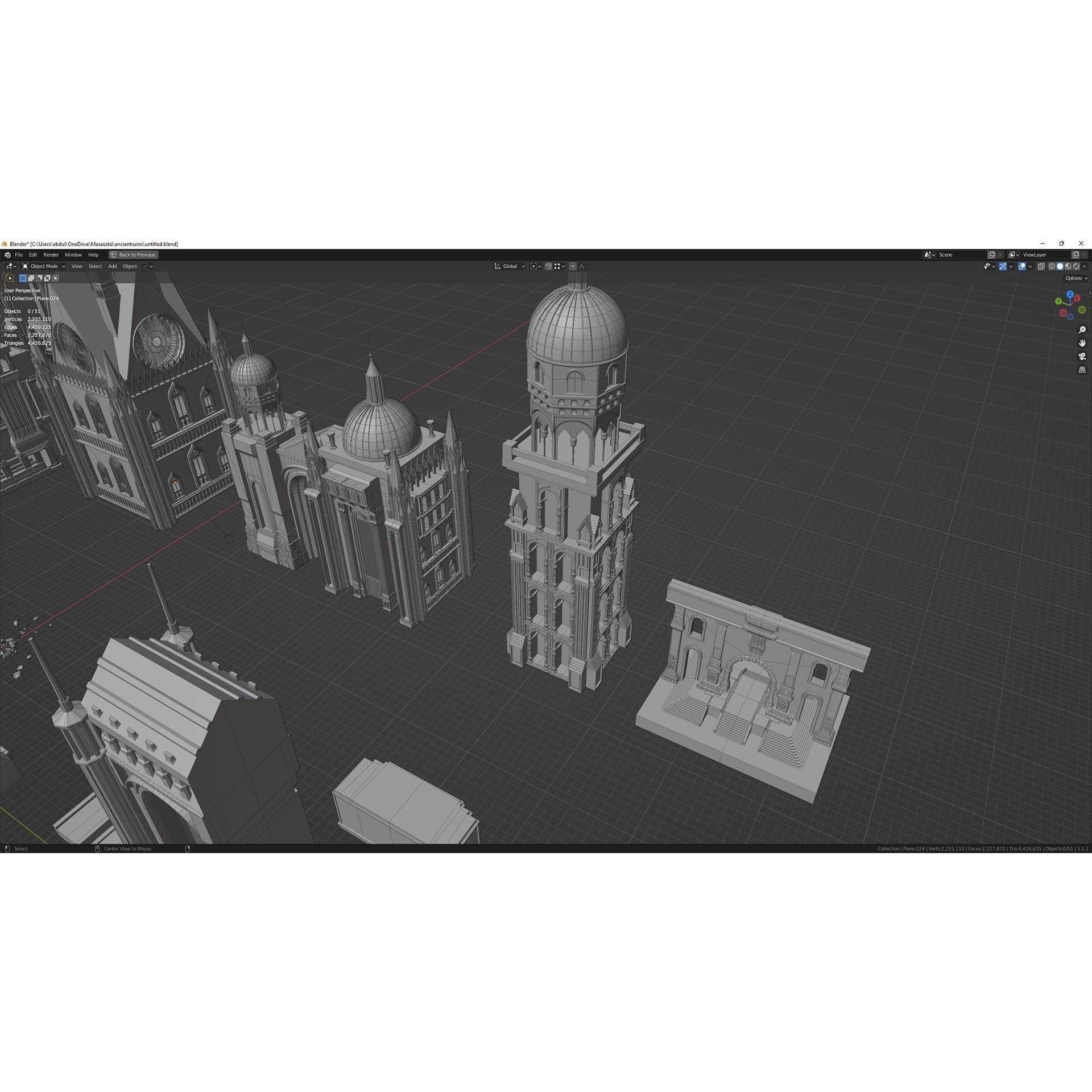 Ancient Ruins 3D Model – Low-Poly Architectural Asset, FBX & Blender - View 12