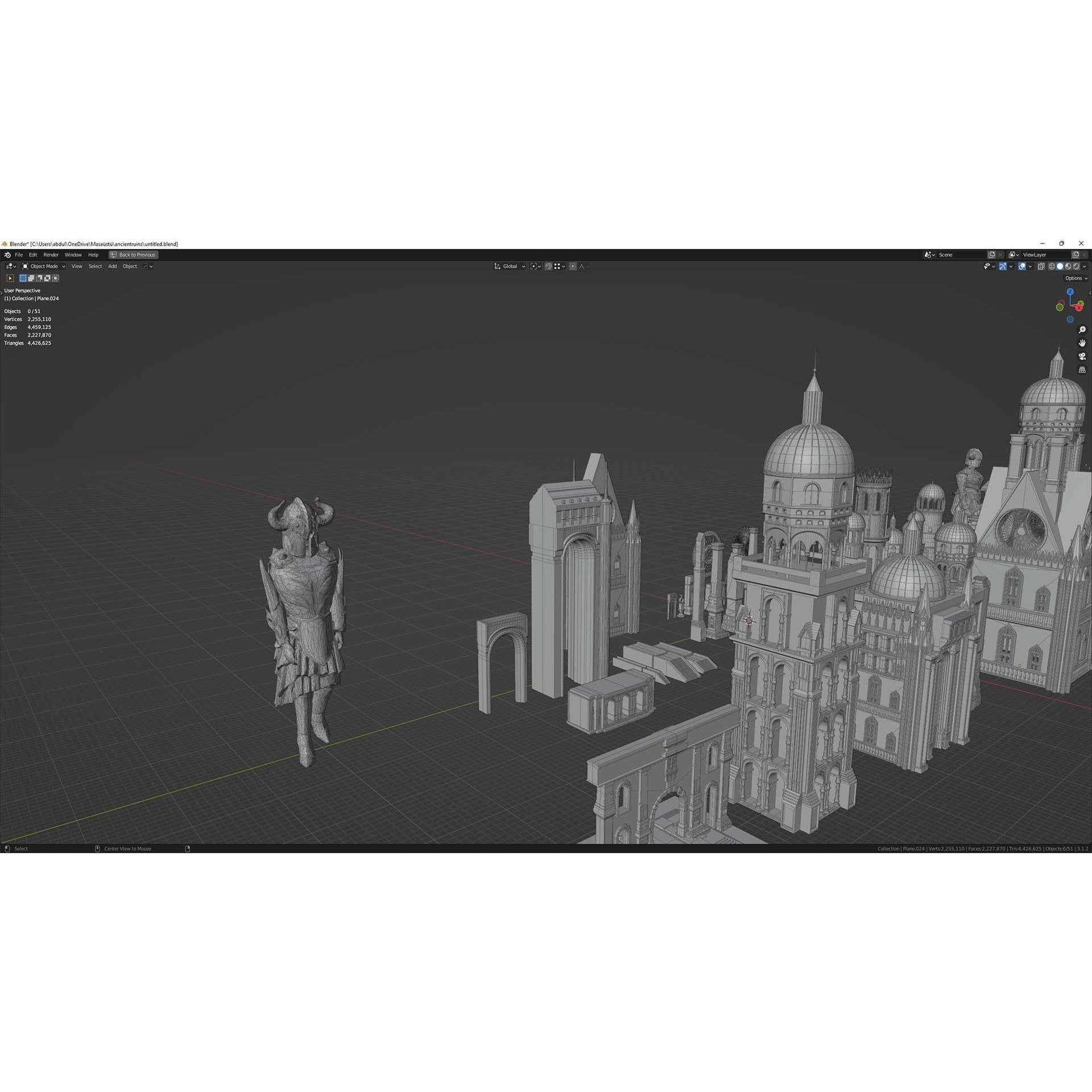 Ancient Ruins 3D Model – Low-Poly Architectural Asset, FBX & Blender - View 13