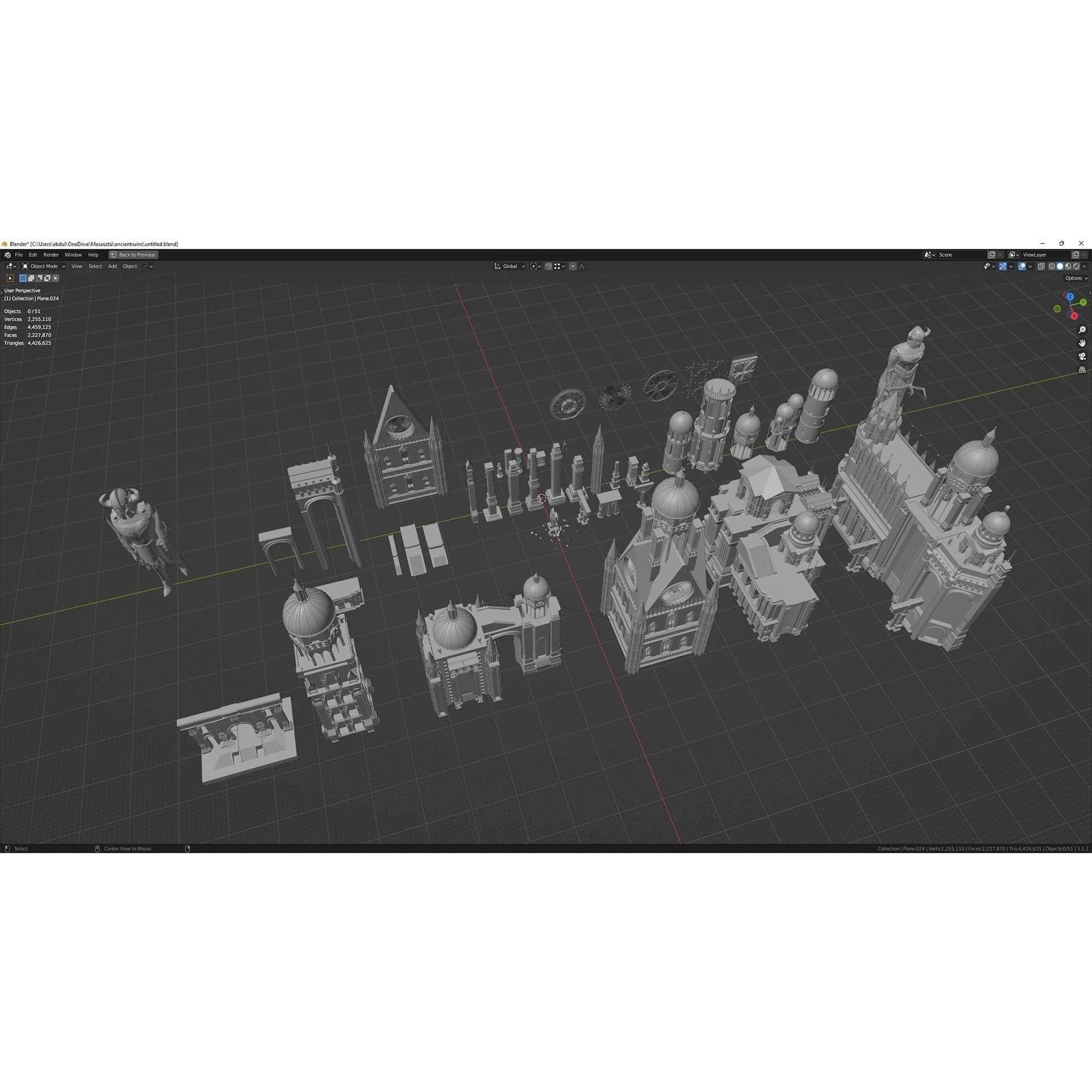 Ancient Ruins 3D Model – Low-Poly Architectural Asset, FBX & Blender - View 14