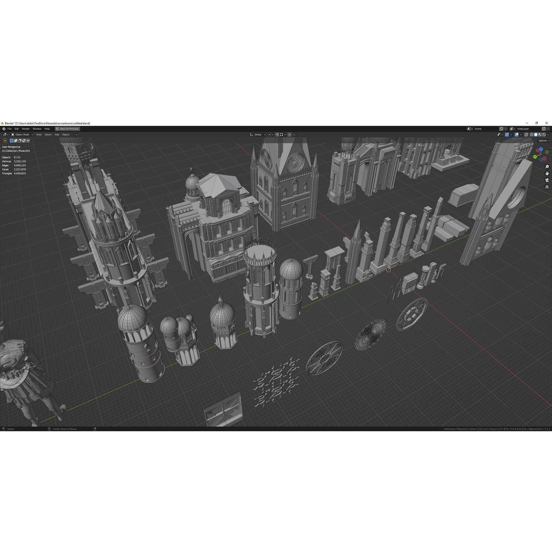 Ancient Ruins 3D Model – Low-Poly Architectural Asset, FBX & Blender - View 15