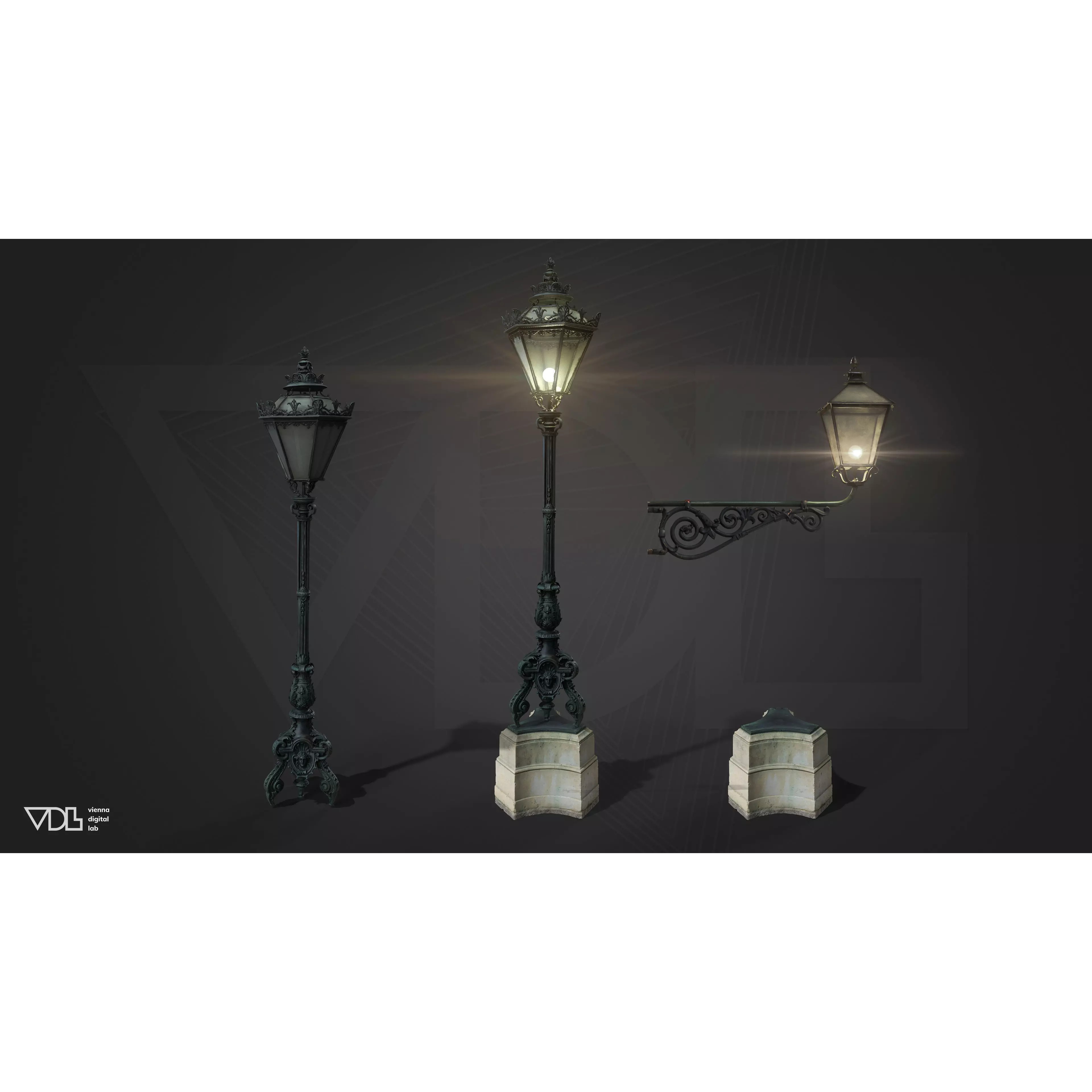 Street Lamp 3D Model – Baroque Low-Poly Lighting Asset, FBX/OBJ - View 2