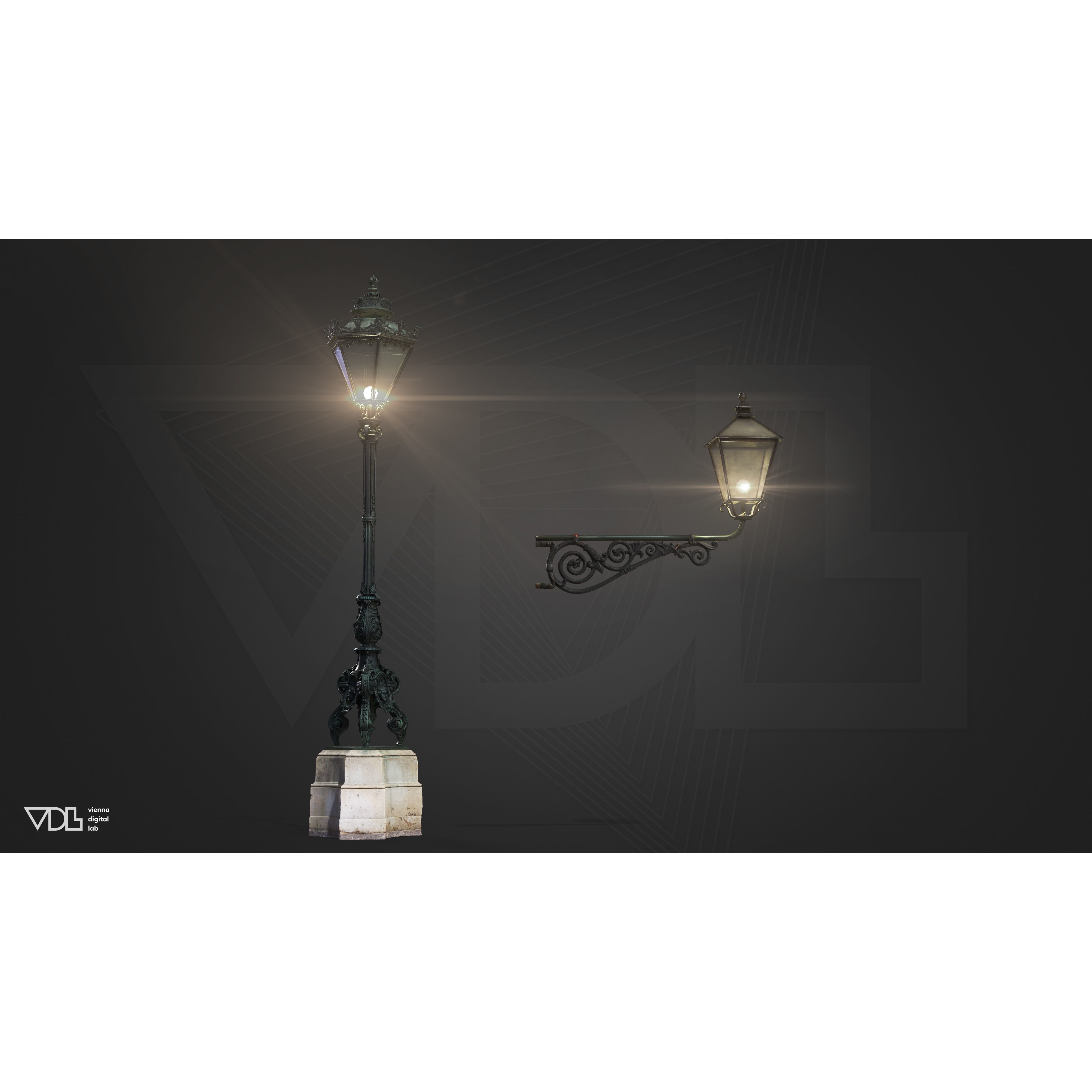Street Lamp 3D Model – Baroque Low-Poly Lighting Asset, FBX/OBJ - View 3