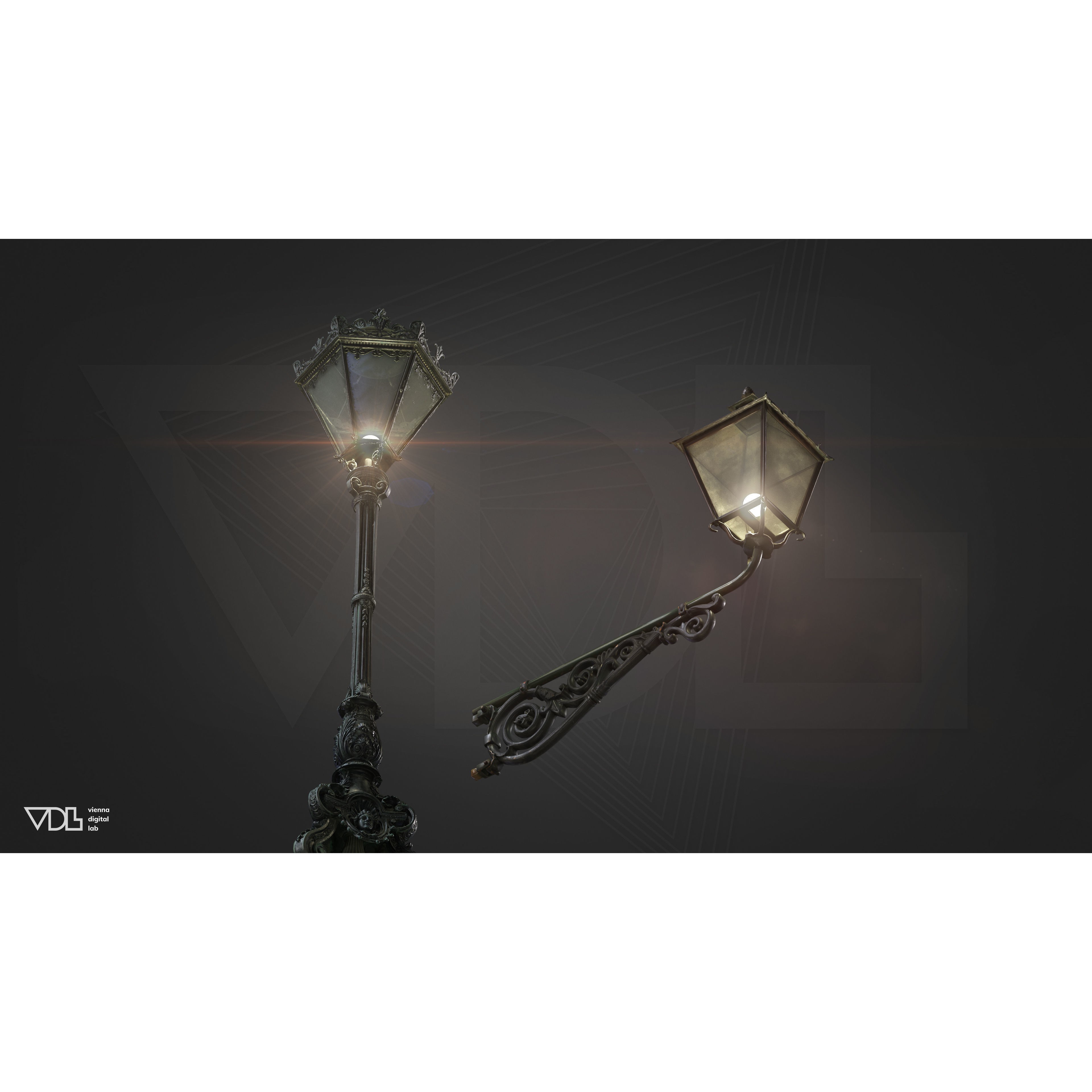 Street Lamp 3D Model – Baroque Low-Poly Lighting Asset, FBX/OBJ - View 4