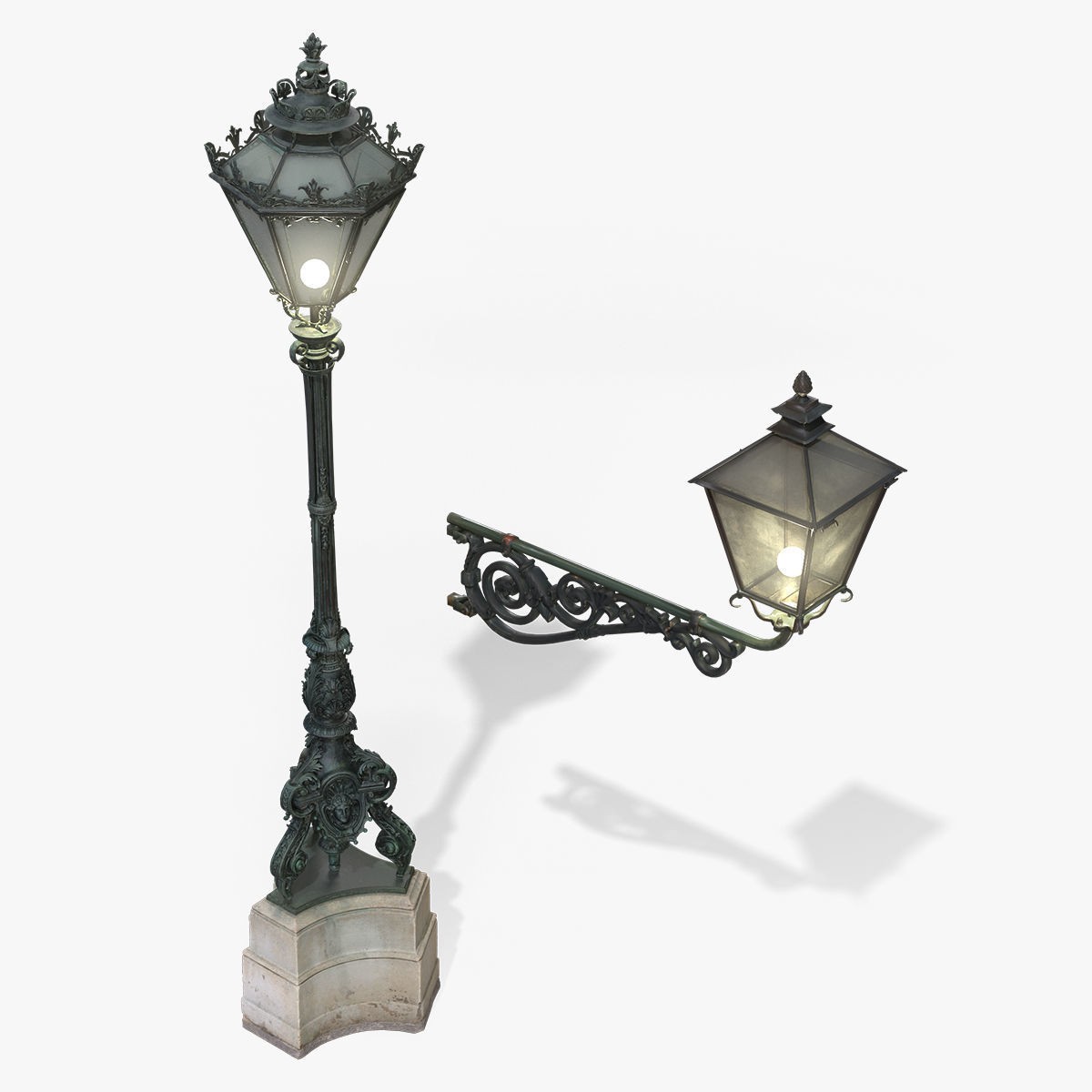 Street Lamp 3D Model – Baroque Low-Poly Lighting Asset, FBX/OBJ - View 6