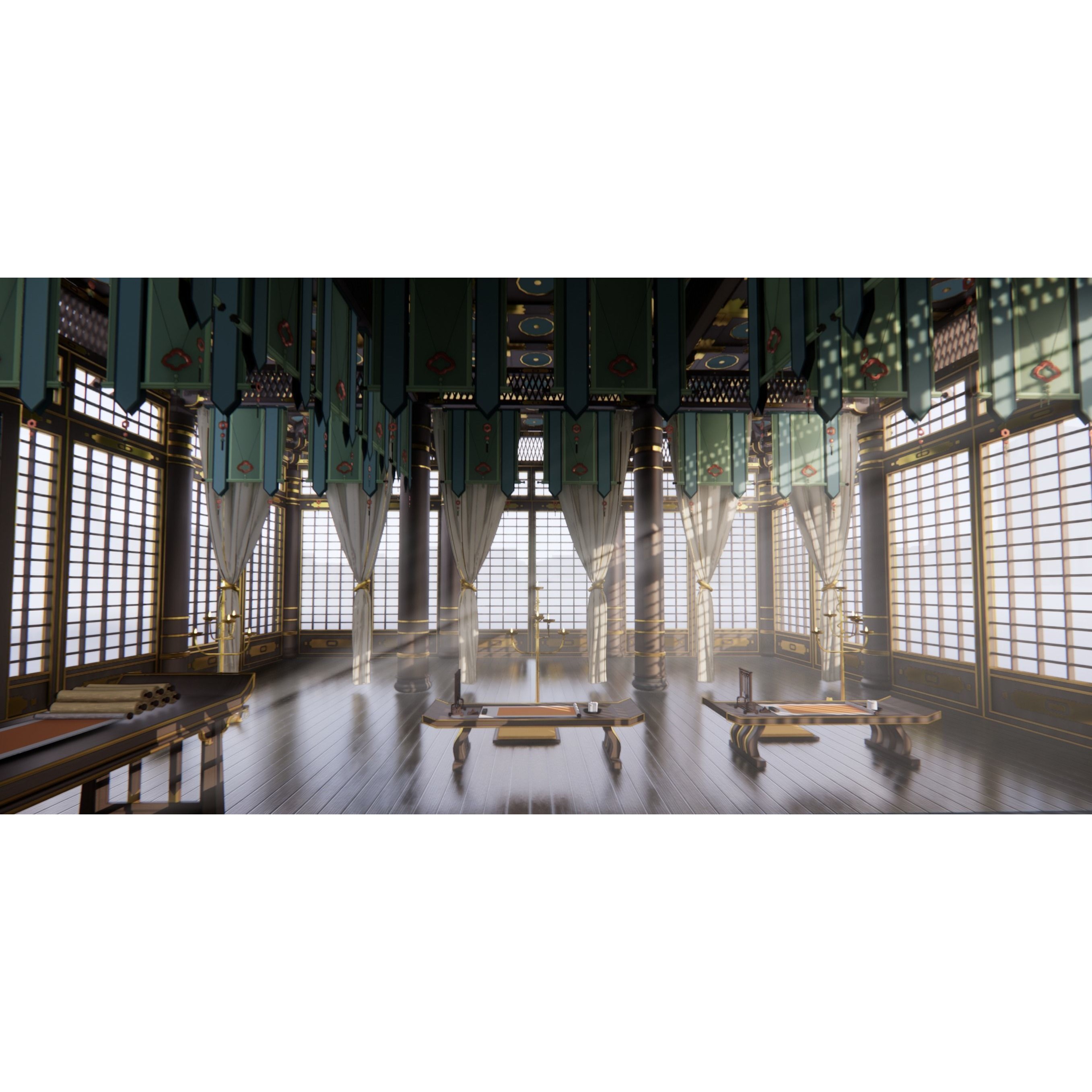 Antique Front Hall 3D Model – Classic Interior Design, PBR, Blender - View 3