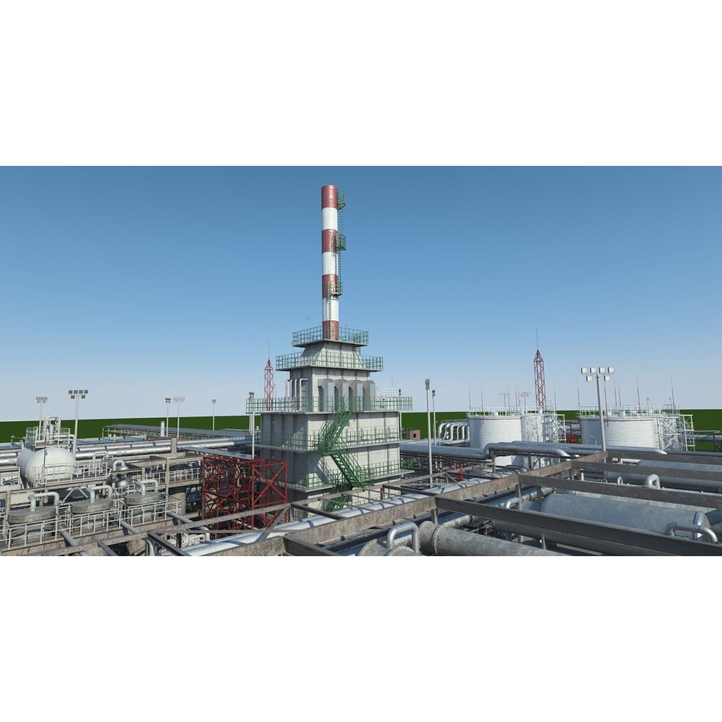 Refinery 3D Model – High Poly Animated Asset, FBX, OBJ - View 11