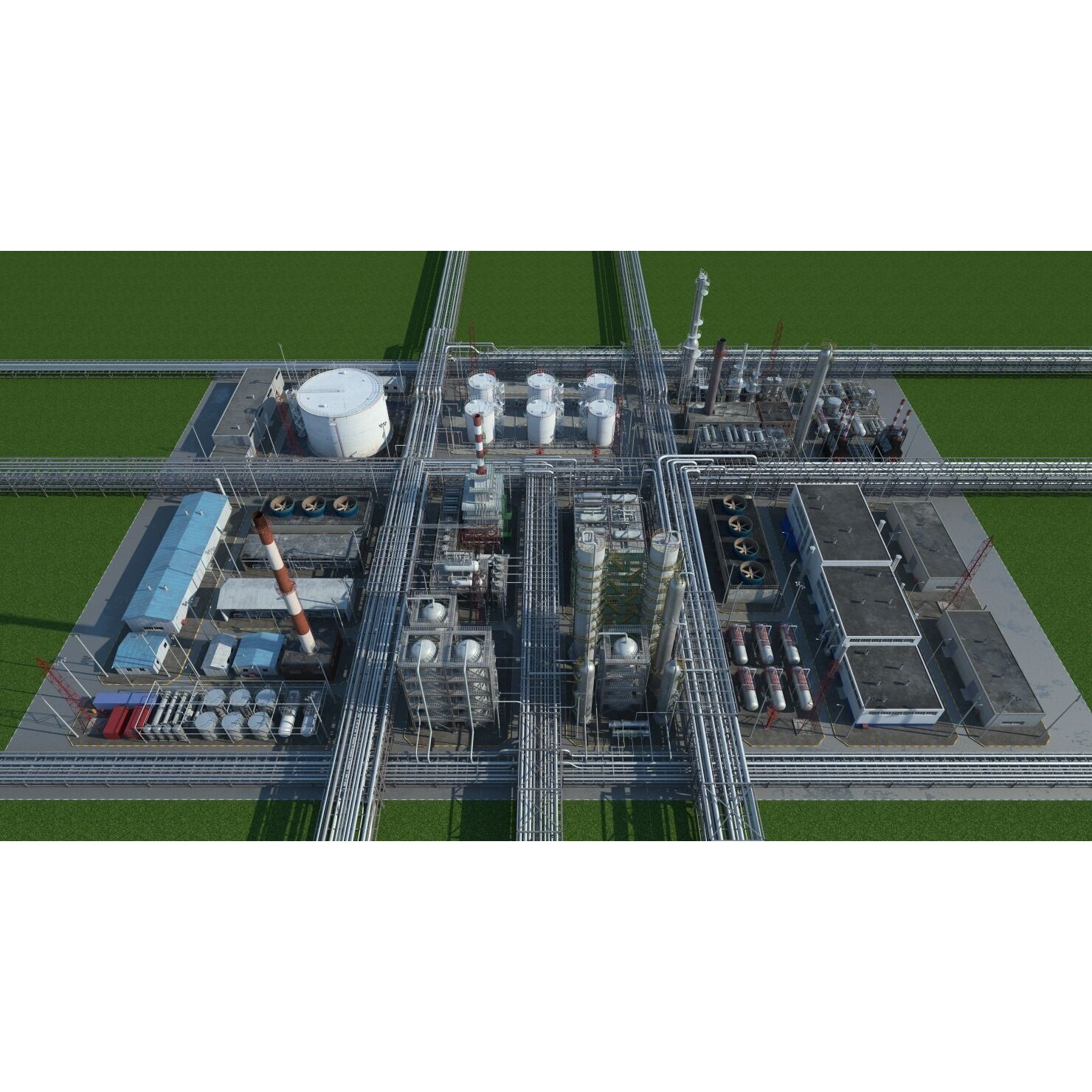 Refinery 3D Model – High Poly Animated Asset, FBX, OBJ - View 3