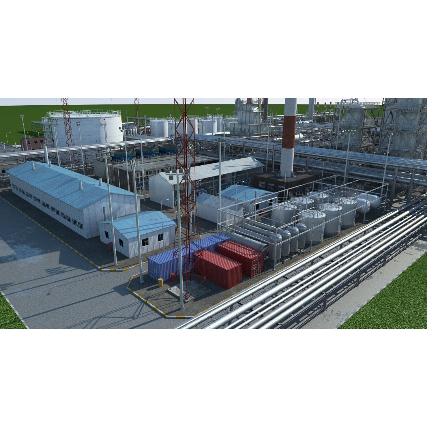 Refinery 3D Model – High Poly Animated Asset, FBX, OBJ - View 30